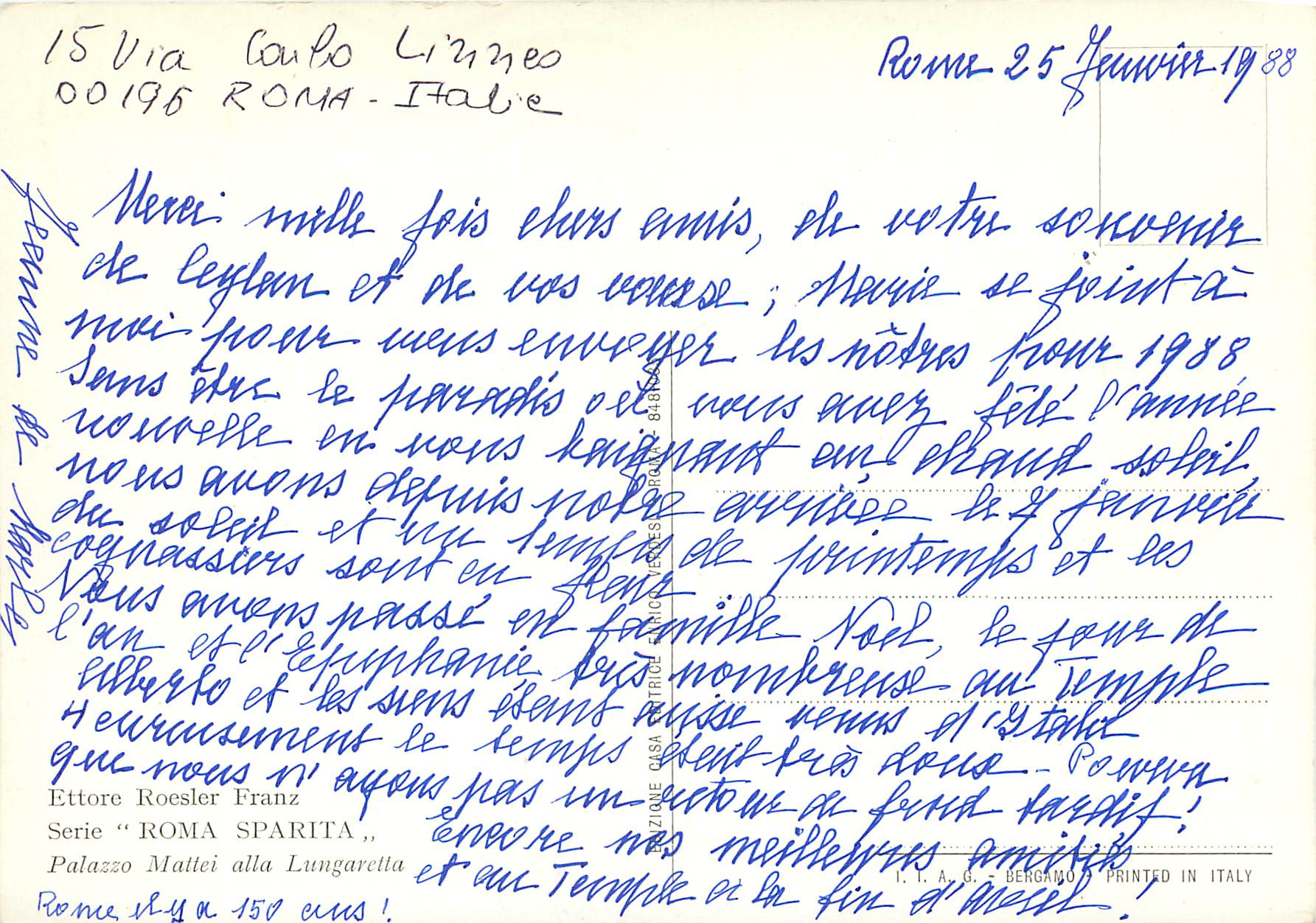 CPM Roma sparta ettore roester palazzo mattei alla langerella — Rückseite