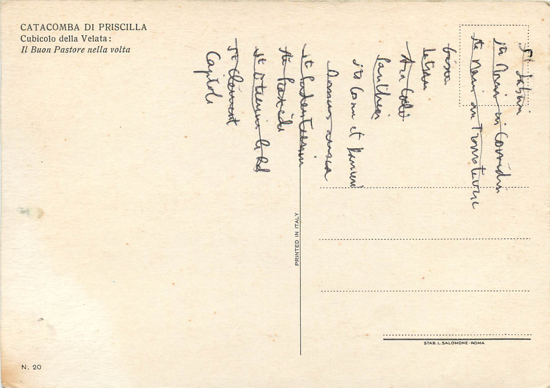 CPM catacomba di priscilla cubicolo della vellata il biuon pastore nella volta — Rückseite