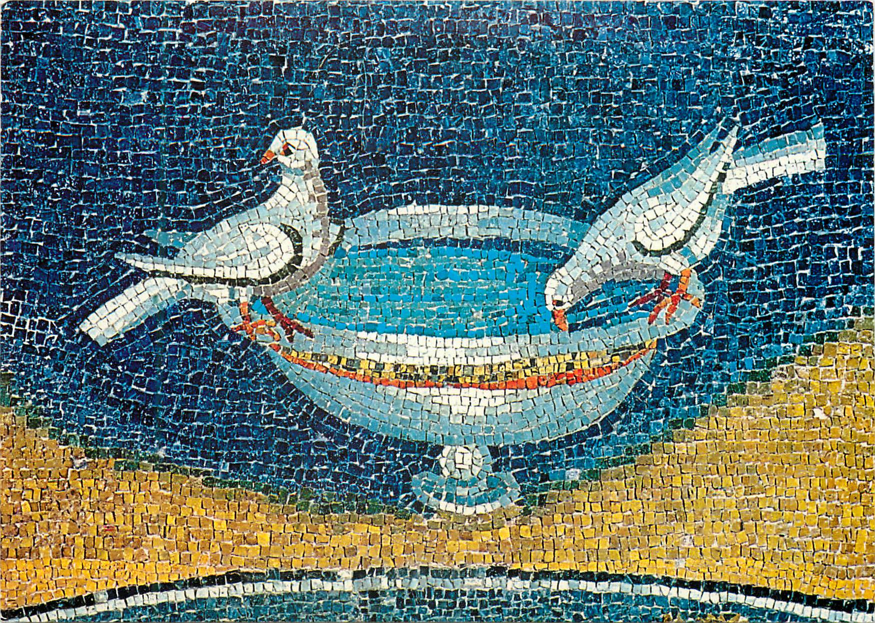 CPM Ravenna galla pigeons qui se desalterent
