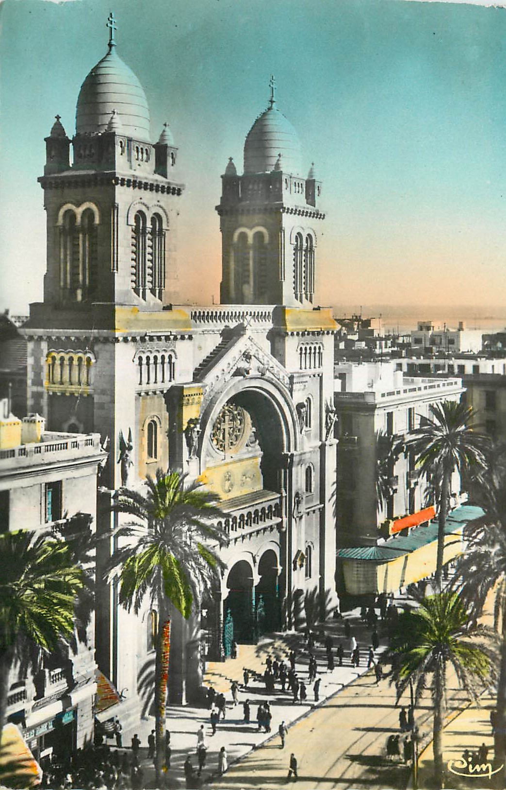 CPM Tunis (tunisie) la cathedrale et avenie jules ferry