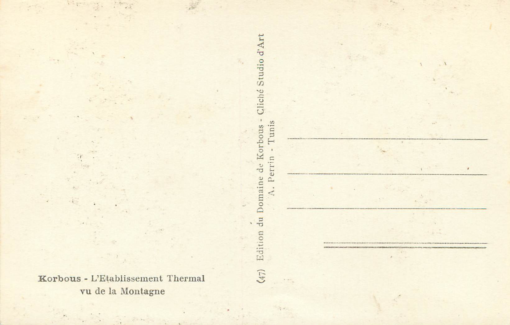 CPM Kourbous l'etablissement thermal vu de la montagne — Rückseite