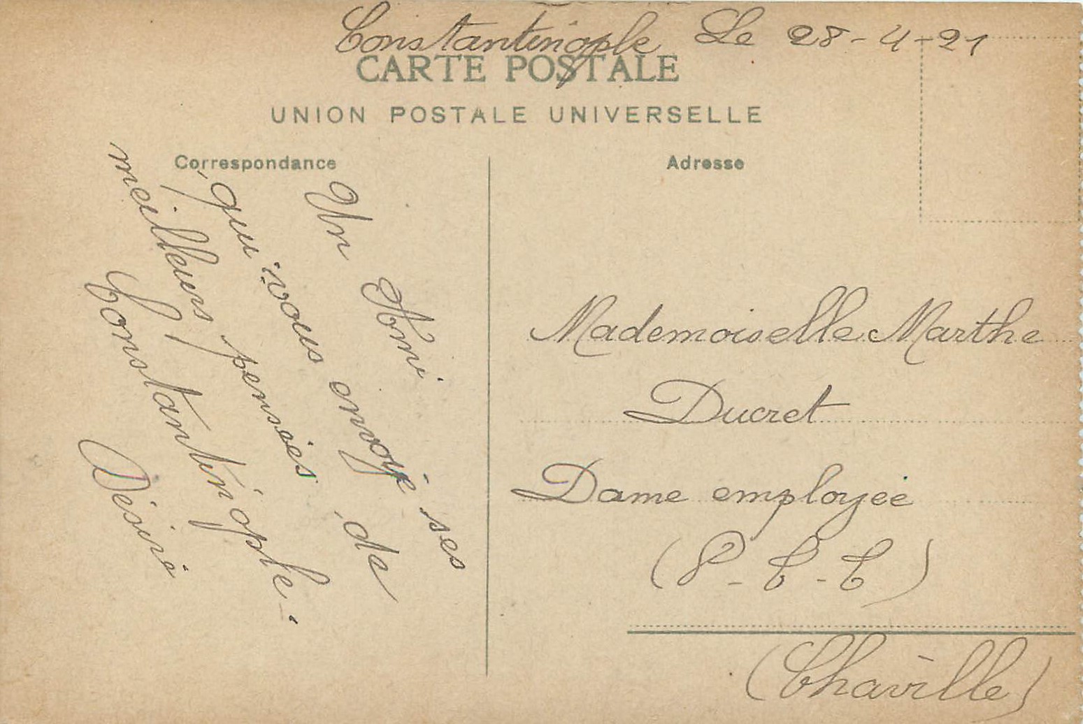 CPA Constantinople palais du dolma bagtvhe bosphore — Verso