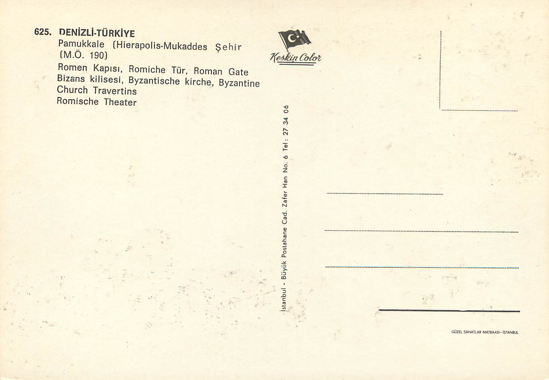 CPM Denizi parmukkale (hierapolis mukaddes sehir M O 190) — Verso