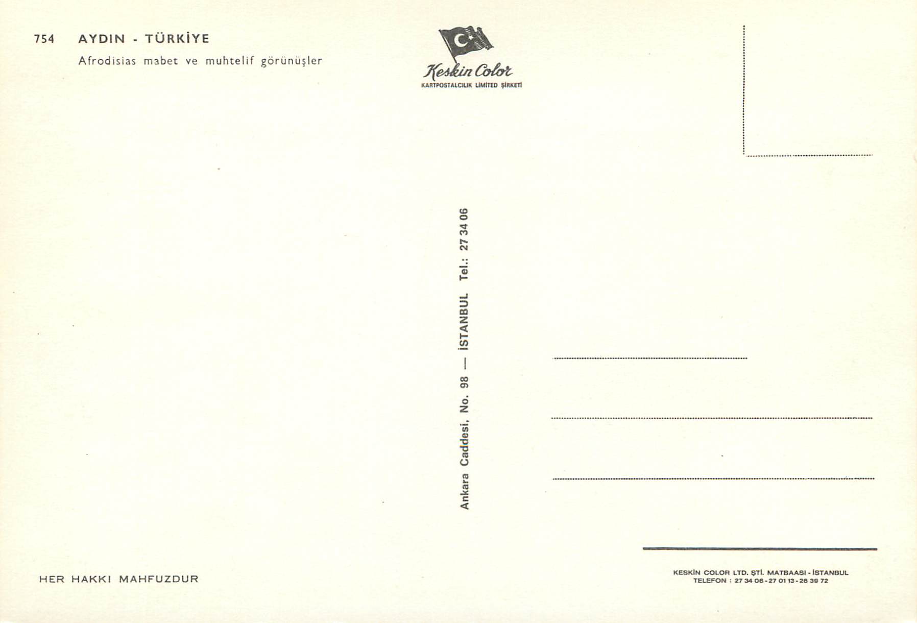 CPM Turkey aydin afrodisias mabet ve muhtelif gorunister — Verso