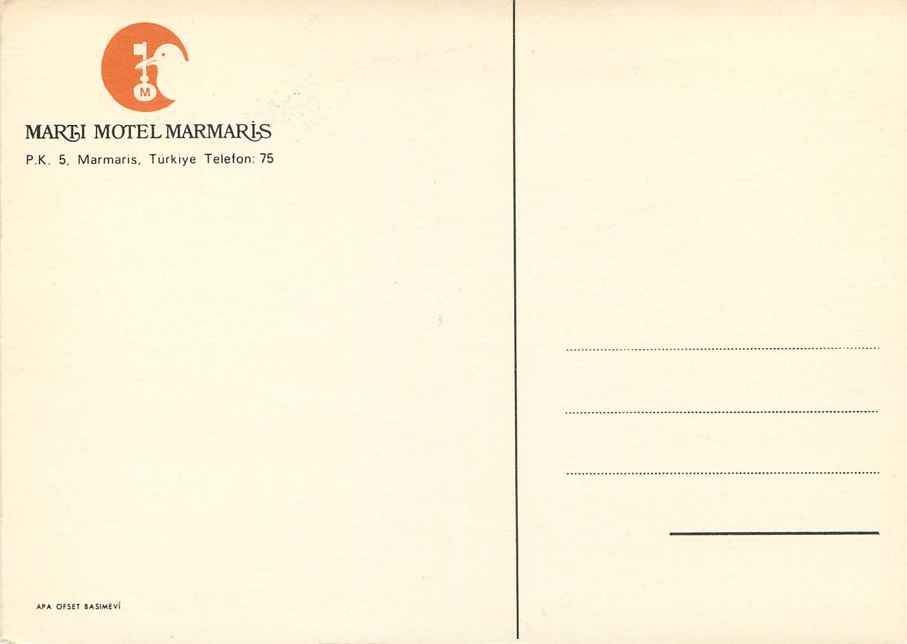 CPM Turkey aydin marti motel marmaris — Verso