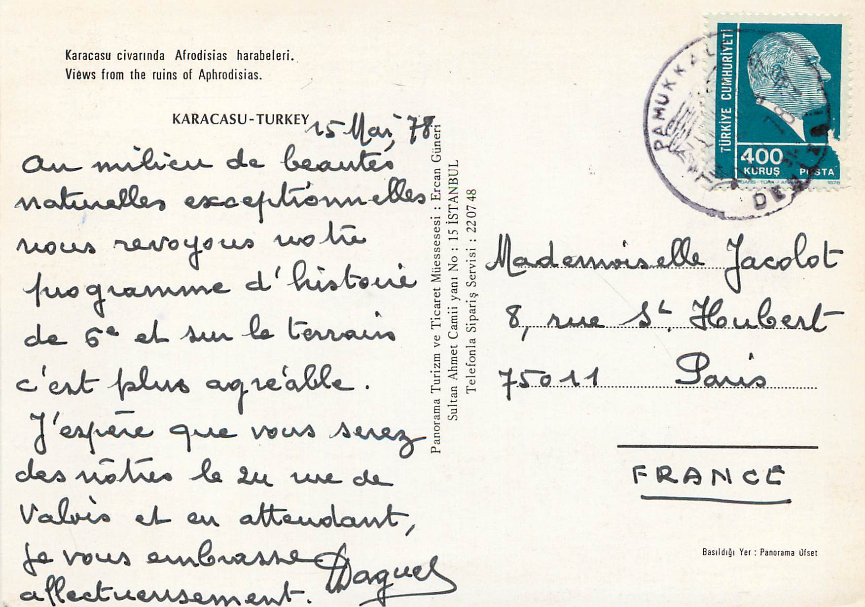 CPM Turkey Karacasu — Verso