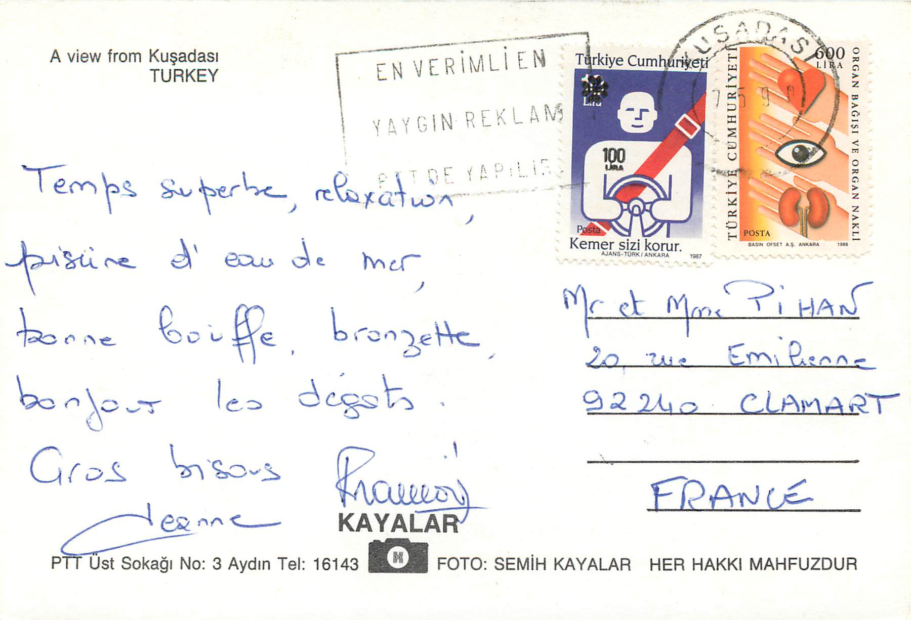 CPM Turkey A view from Kusadasi — Verso