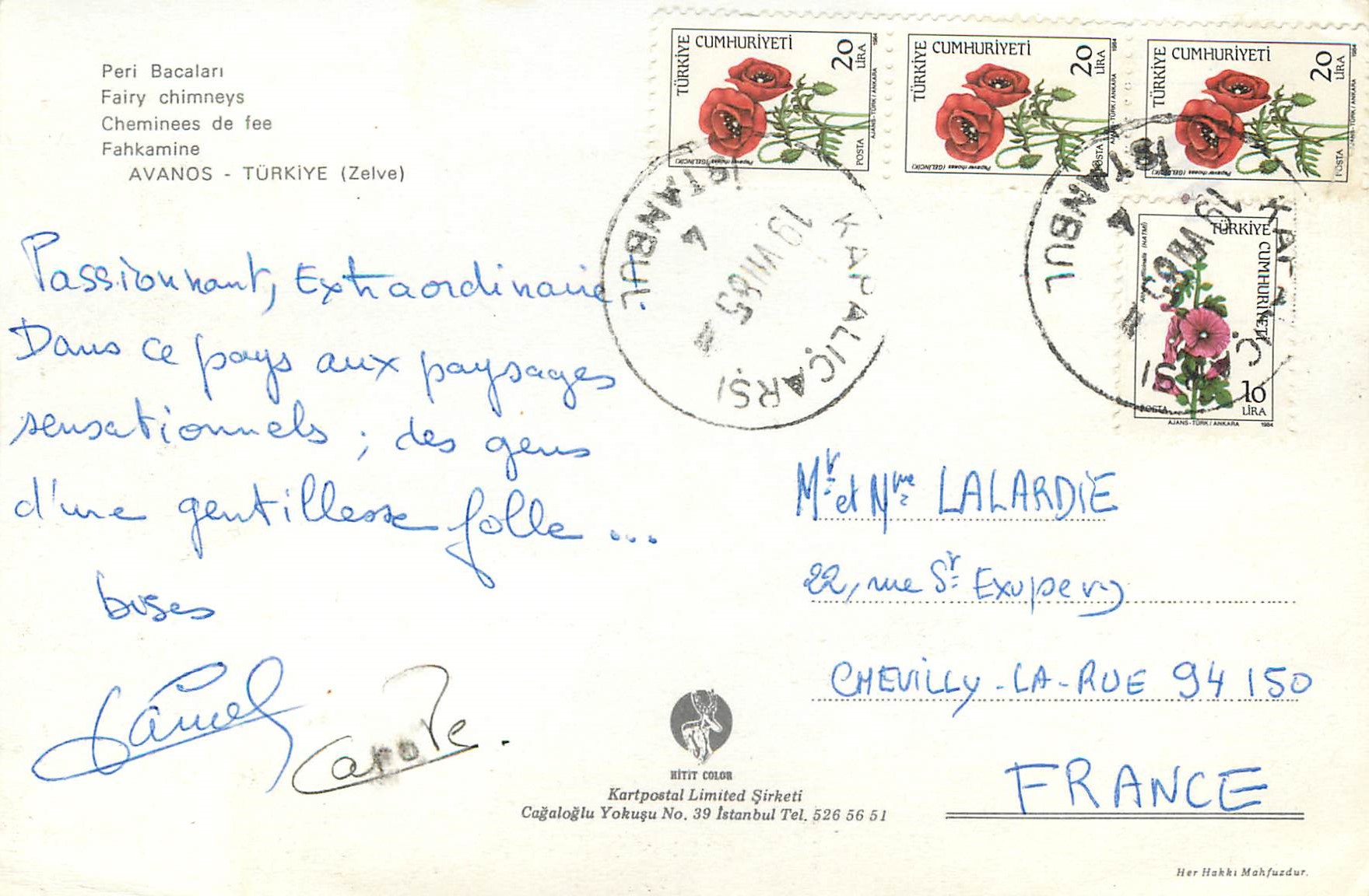 CPM Avanos Turkey Cheminees de fee — Verso