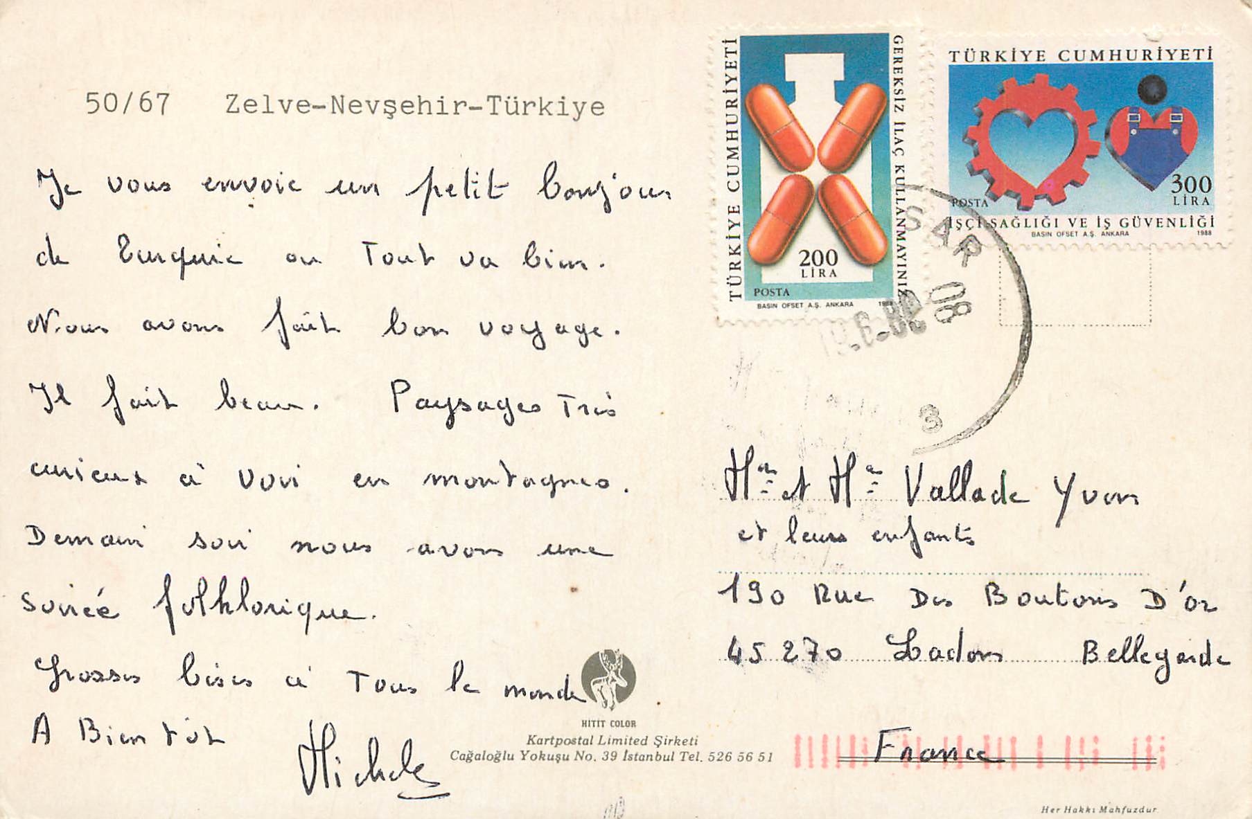 CPM Zelve-Nevsehir Turkey — Verso