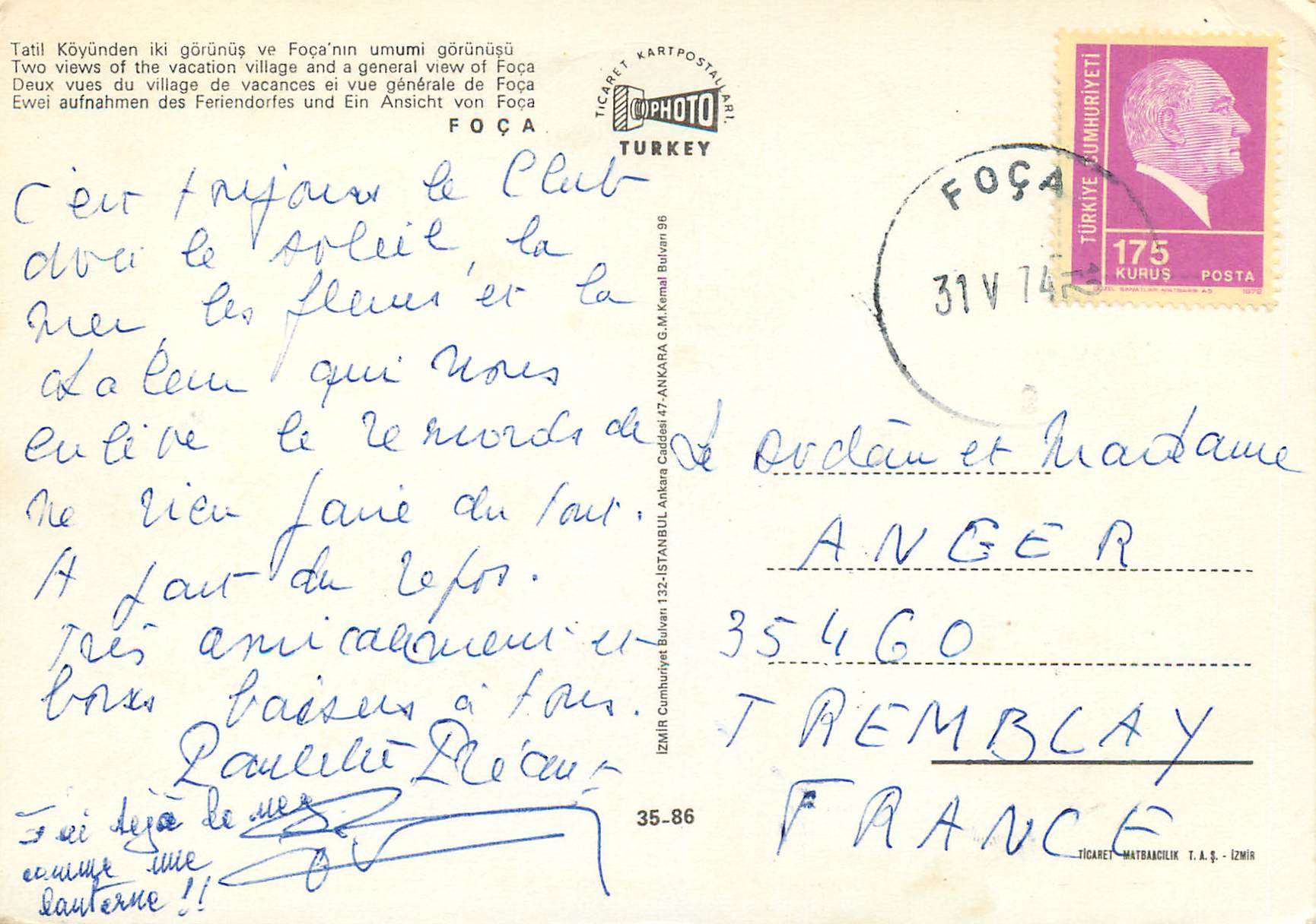 CPM Turkey Foca — Verso