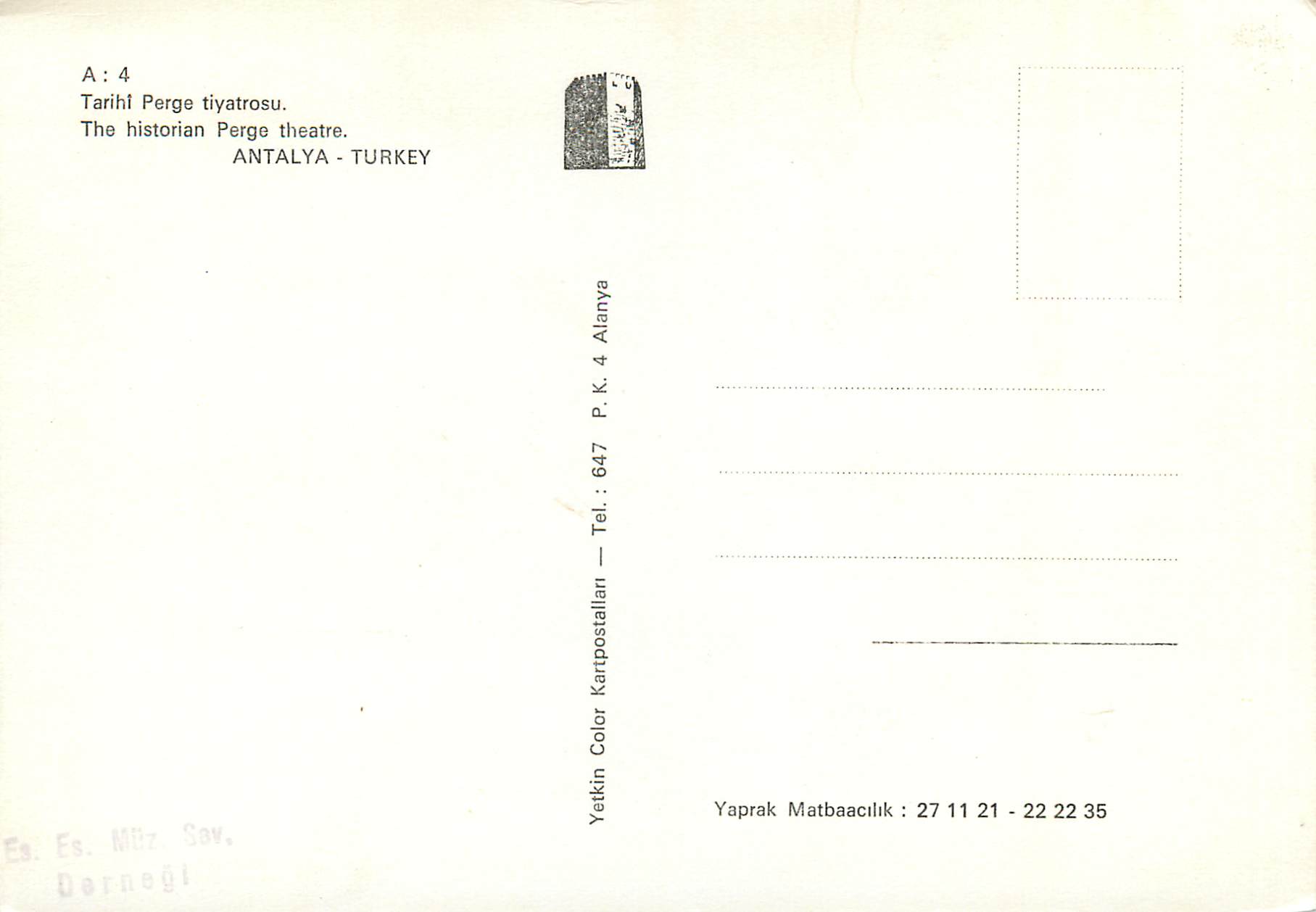 CPM Turkey Antalya The historian Perge Theatre — Verso
