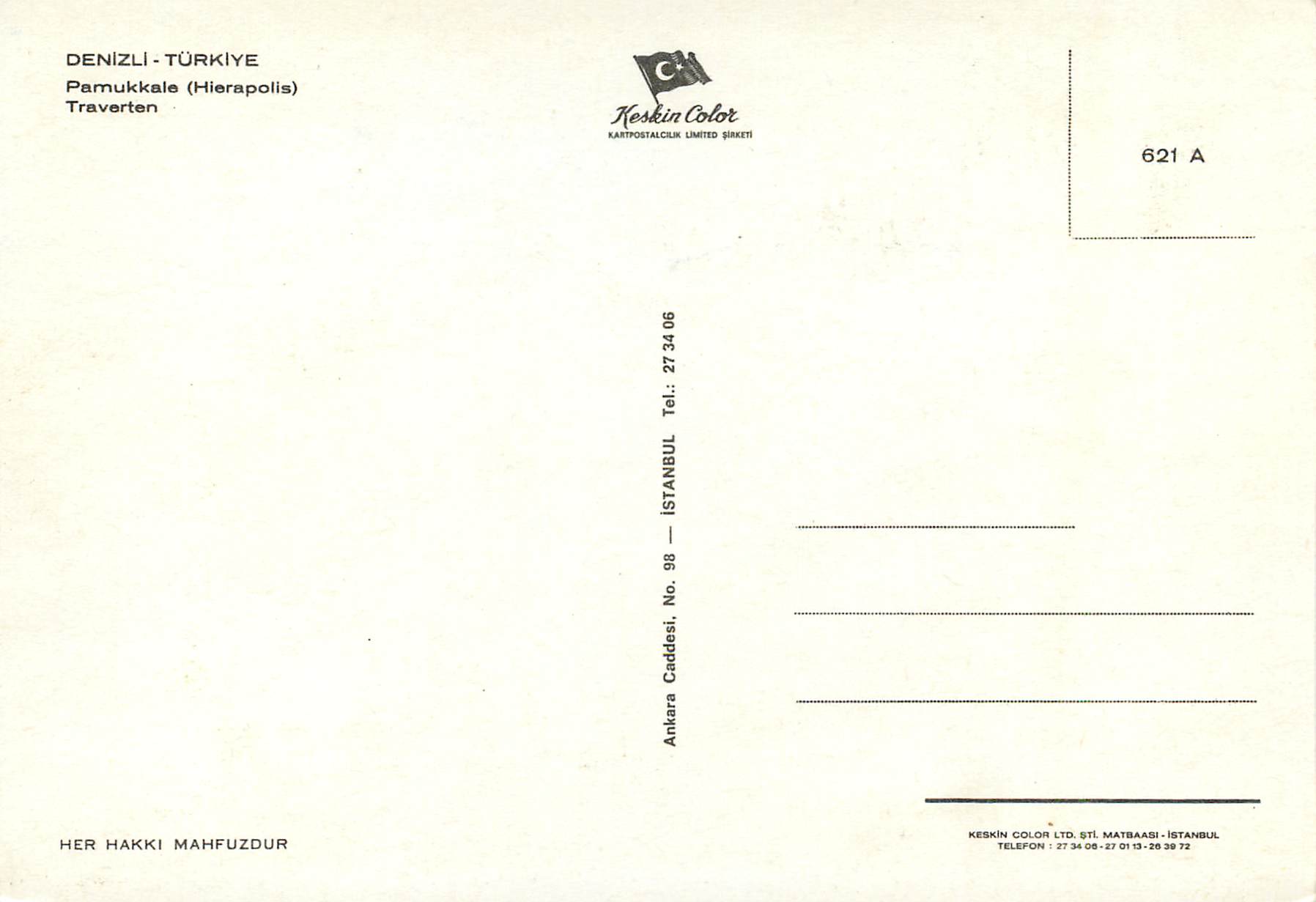 CPM Turkey Denizli Traverten — Verso