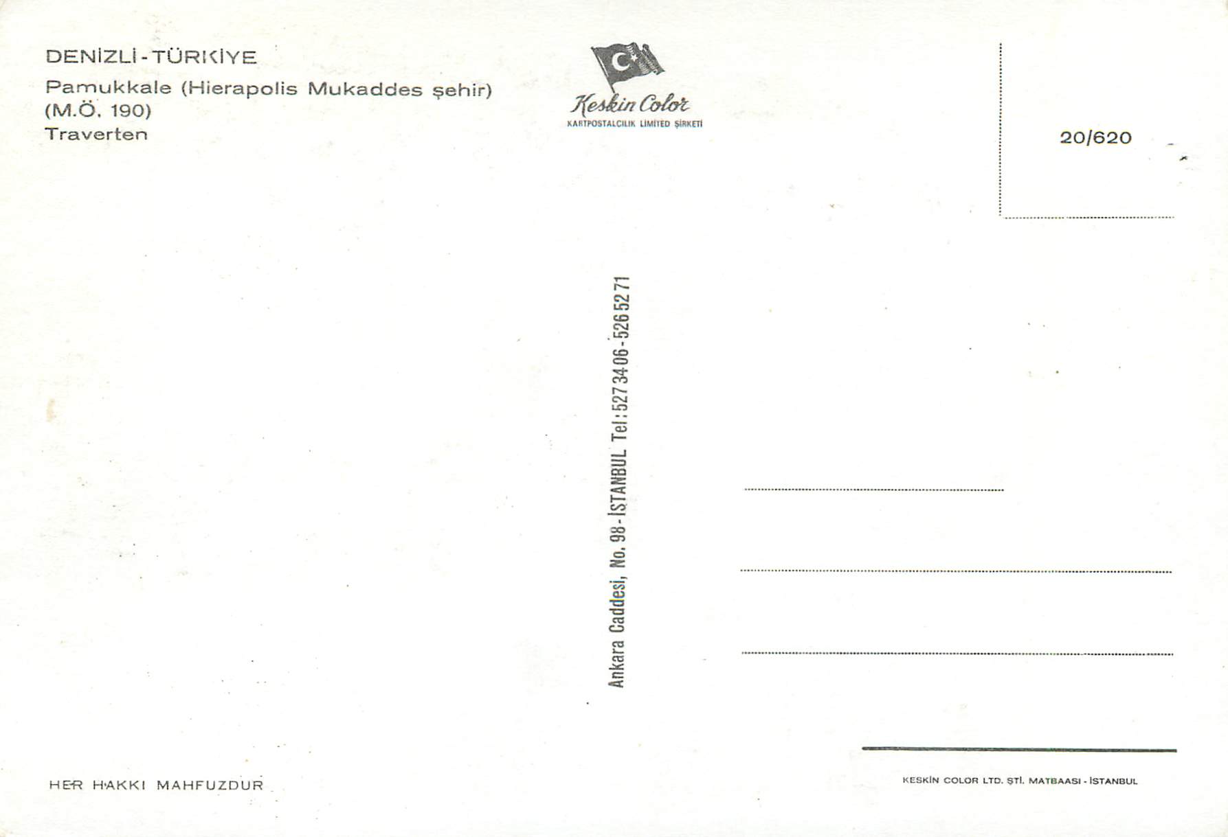 CPM Turkey Denizli Traverten — Verso