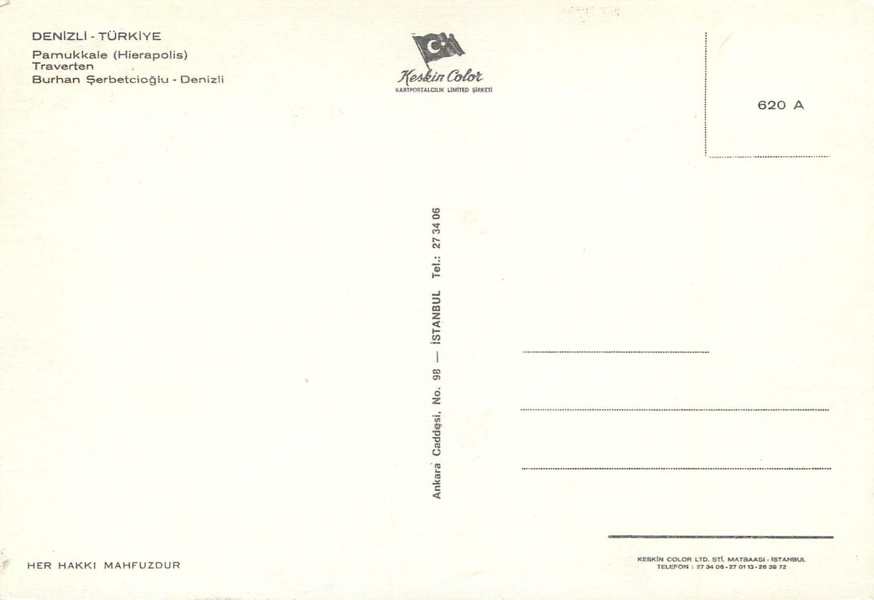 CPM Turkey Denizli Traverten — Verso