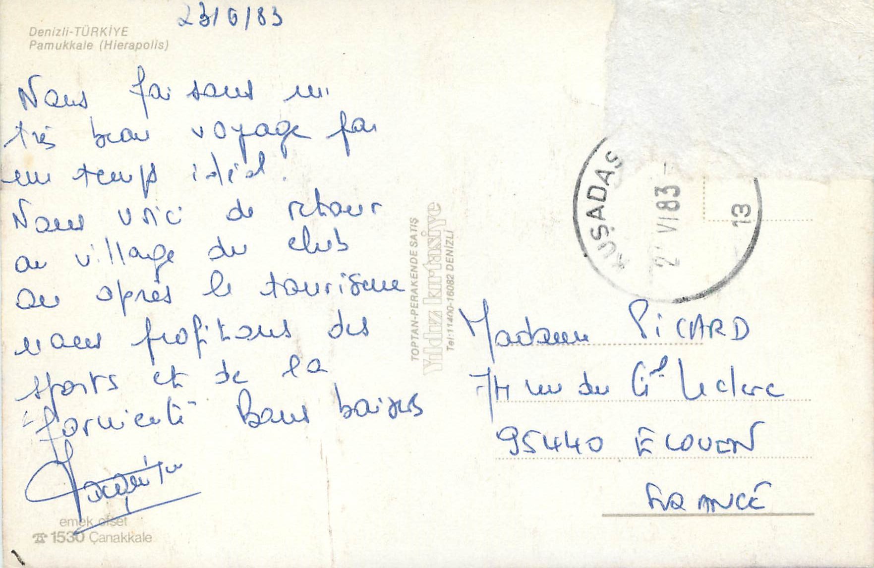 CPM Turkey Denizli Pamukkale — Verso