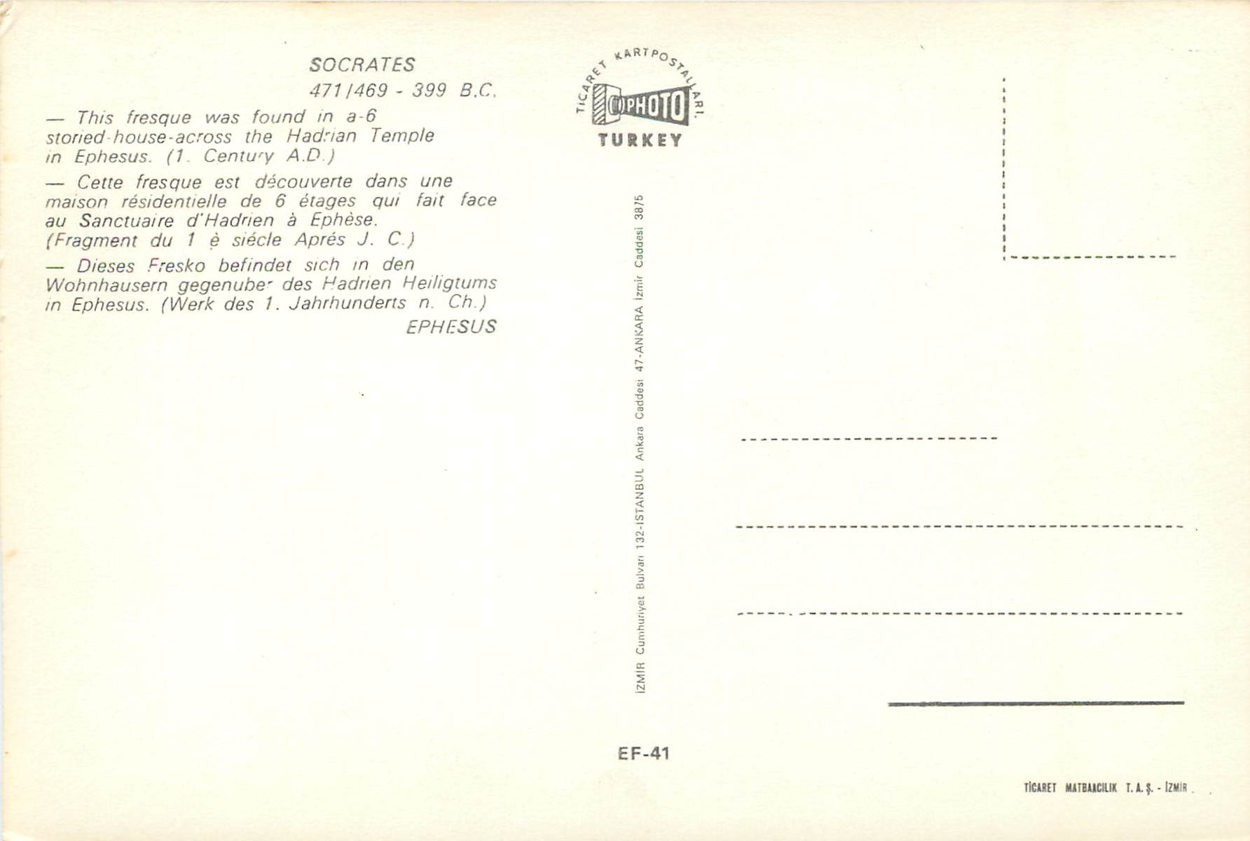 CPM Turkey Ephesus Socrate — Verso