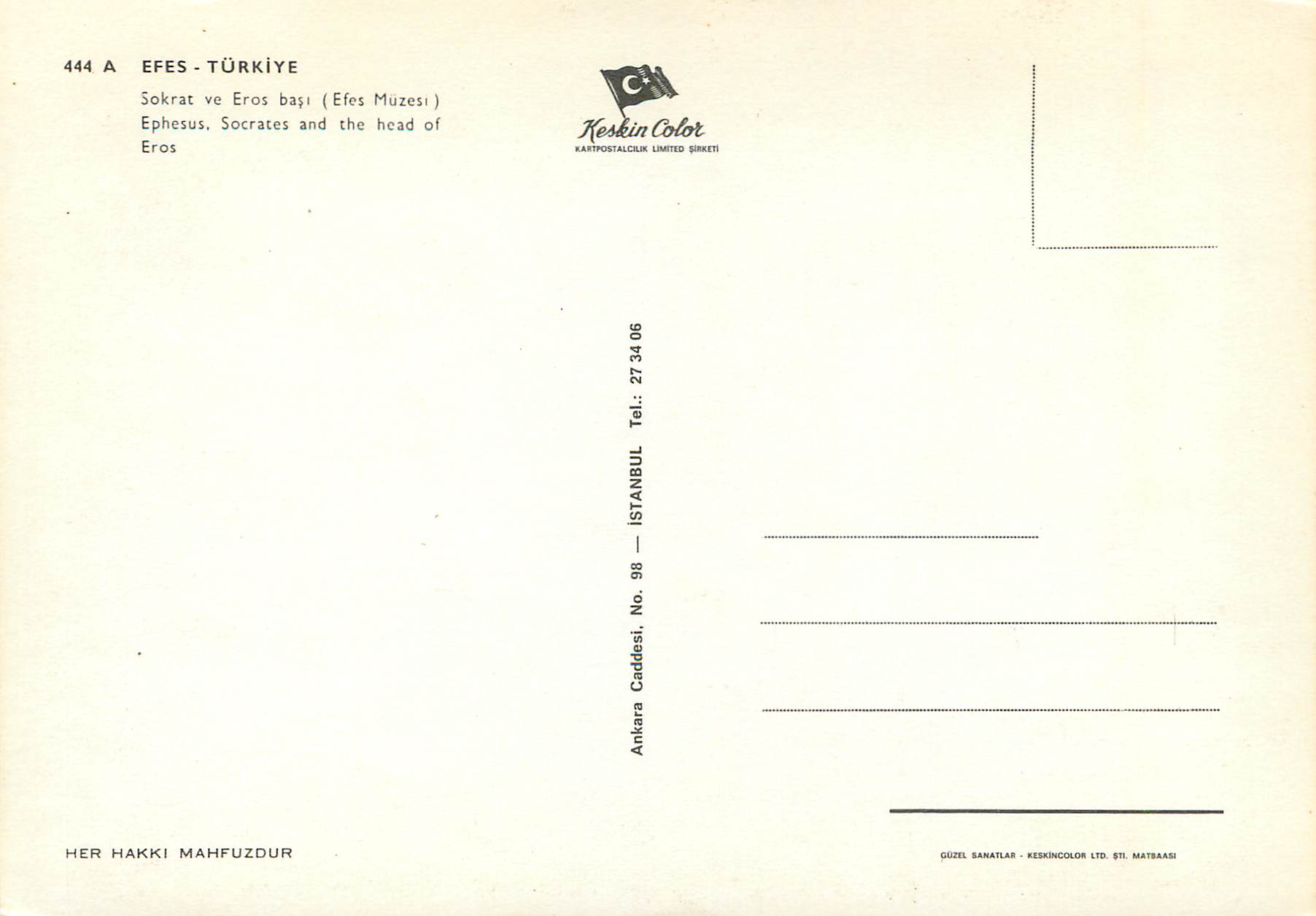 CPM Turkey Ephesus Socrates and the head of Eros — Verso