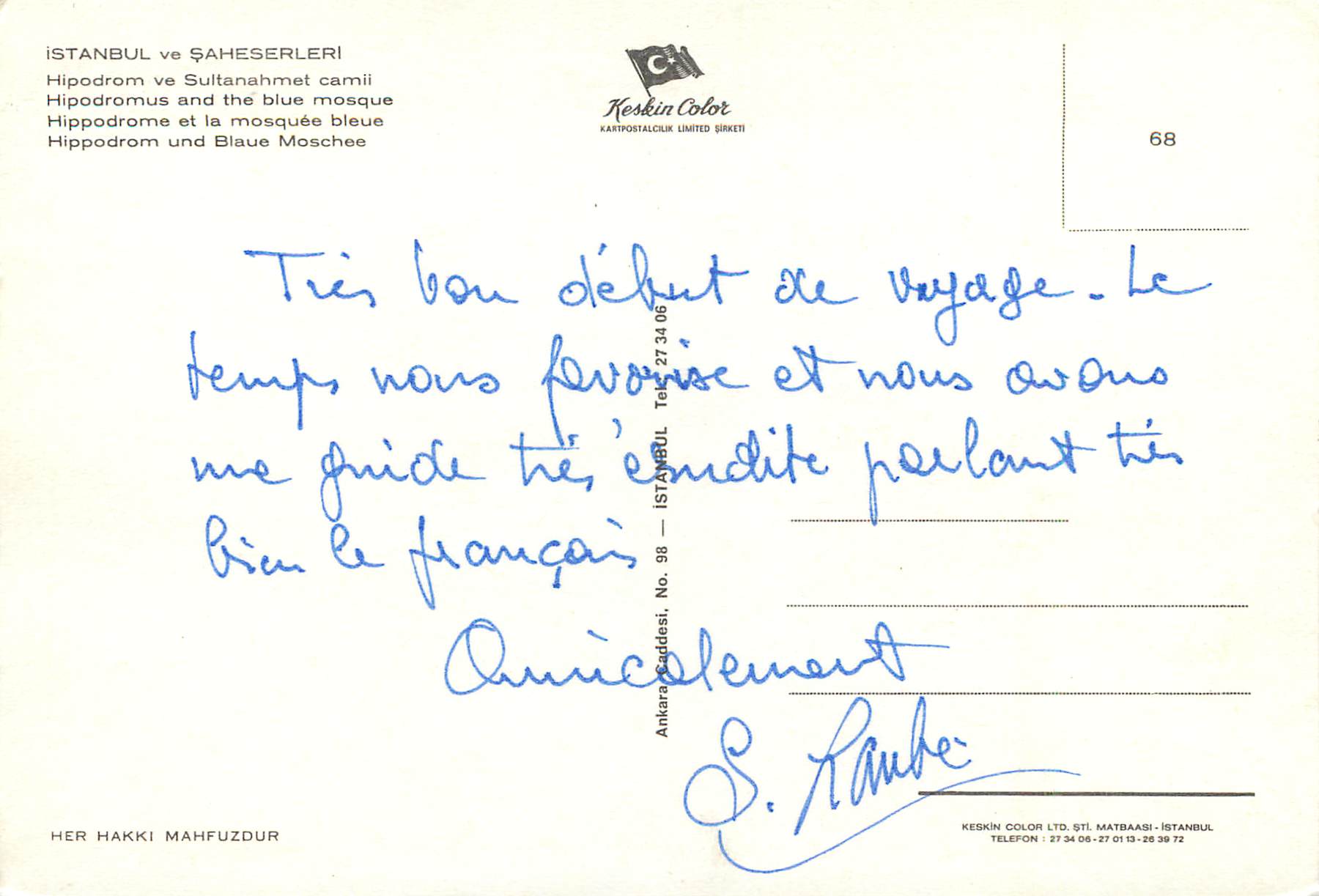 CPM Istanbul Turkey Hippodrome et la mosquee bleue — Verso