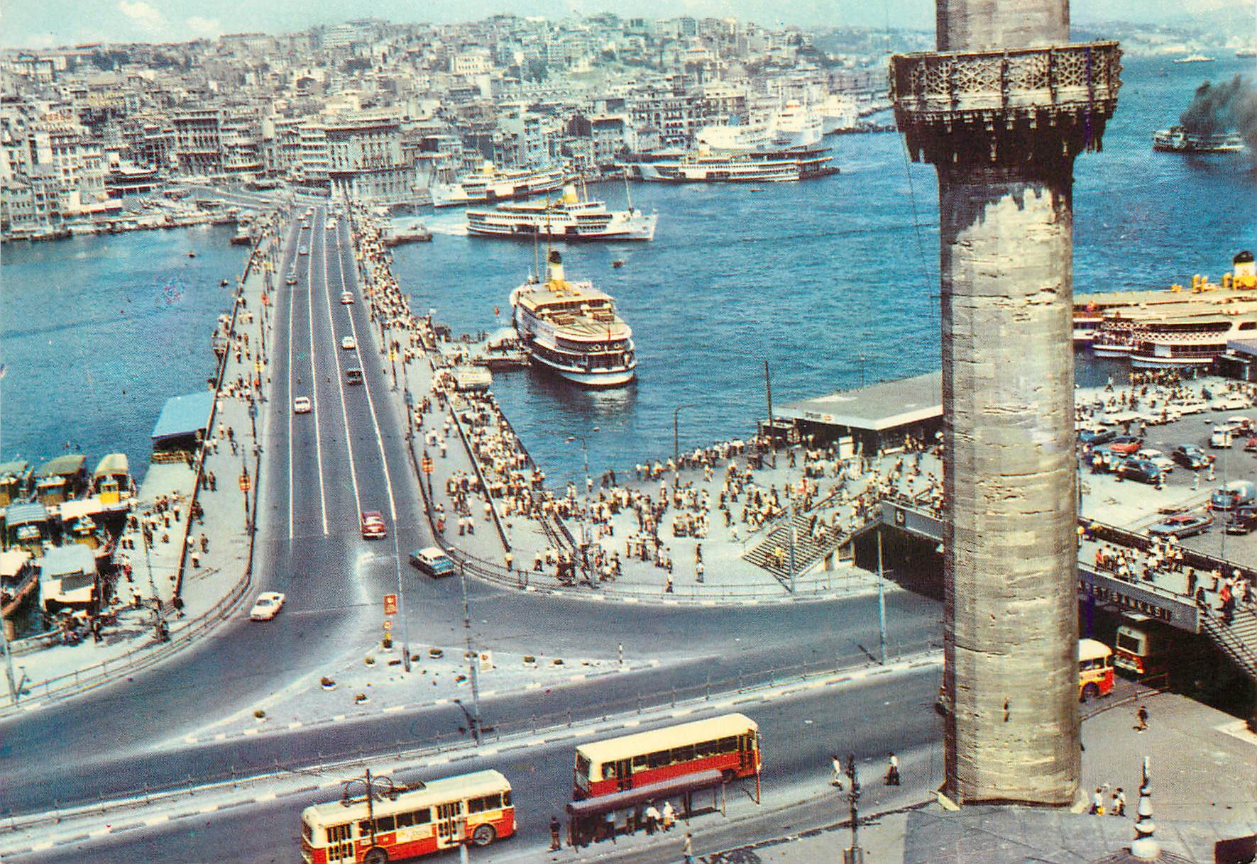 CPM Istanbul Turkey Galata Bridge Bateaux
