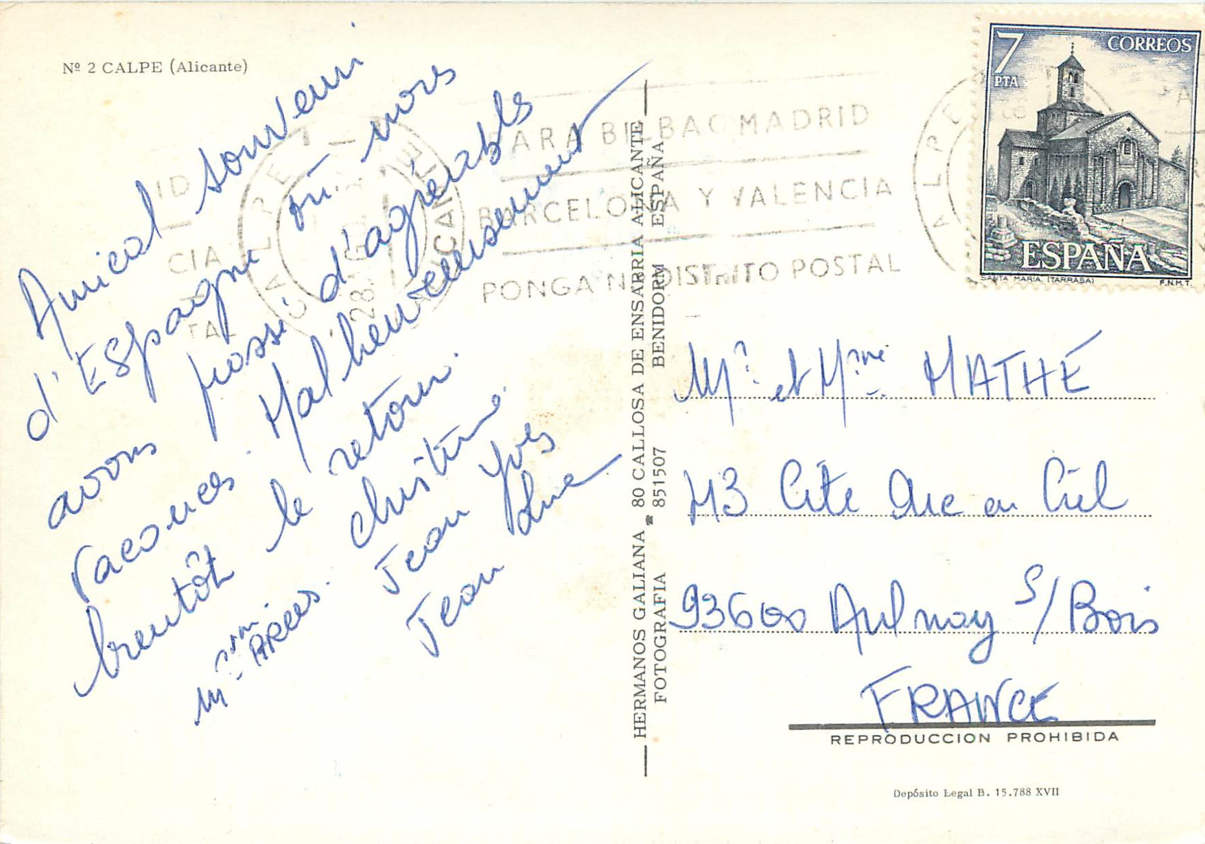 CPM Calpe (Alicante) — Verso