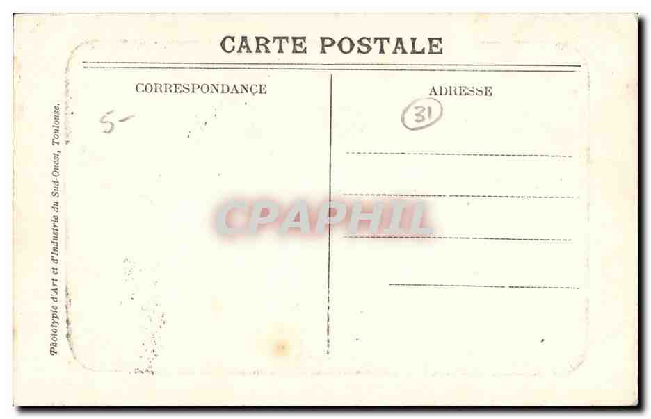 Toulouse — Portail de la Dalbade — Phototypie d'Art et d'Industrie du Sud-Ouest — Verso