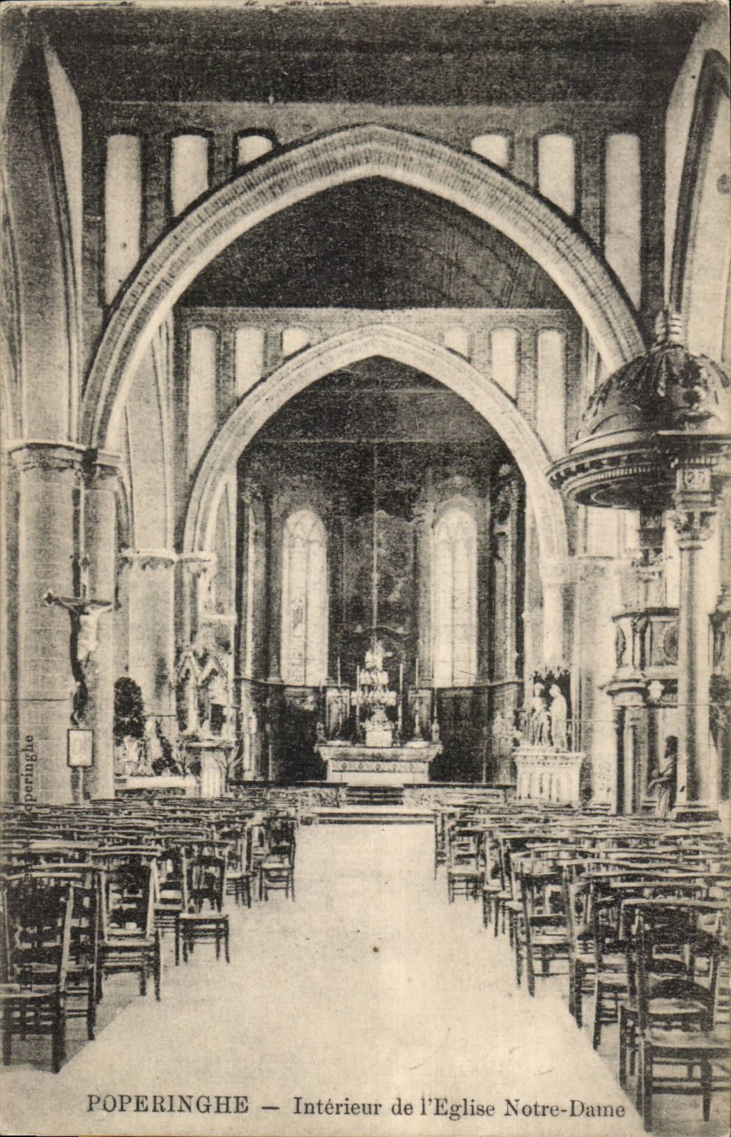 Belgique Poperinghe CPA Interieur de l'eglise Notre Dame