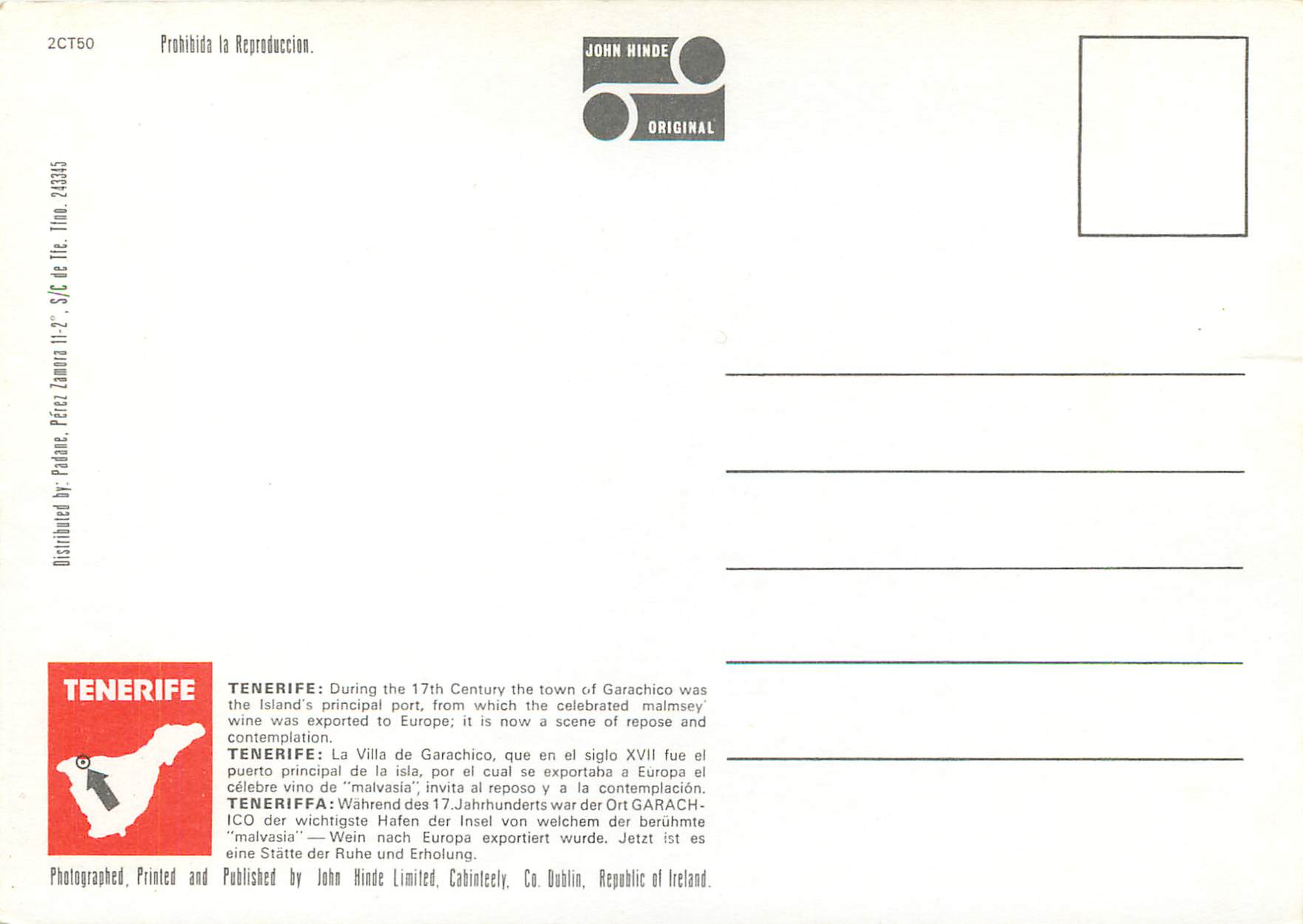 CPM Tenerife villa de garachico canaru islands — Rückseite