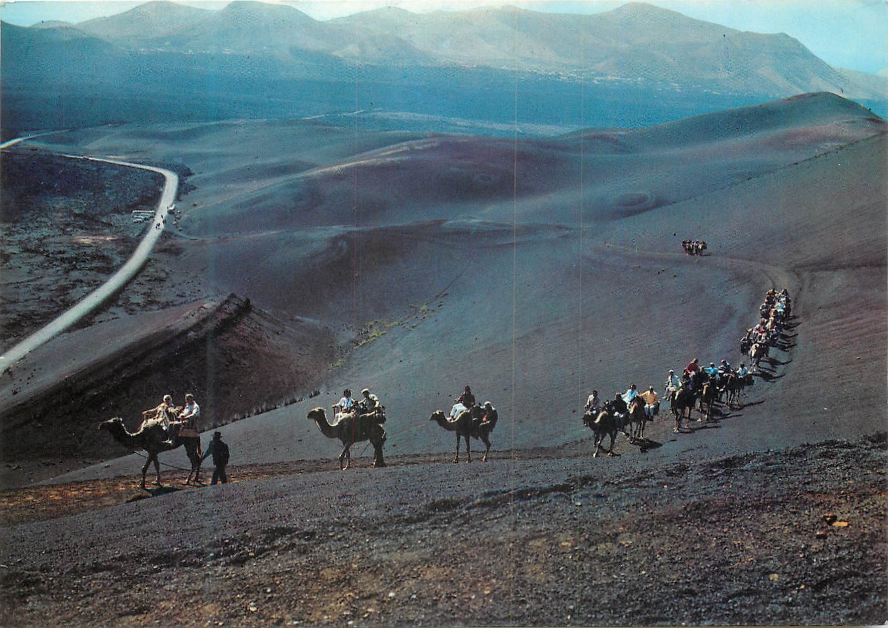 CPM Lanzarote montagne du feu caravane de chameaux