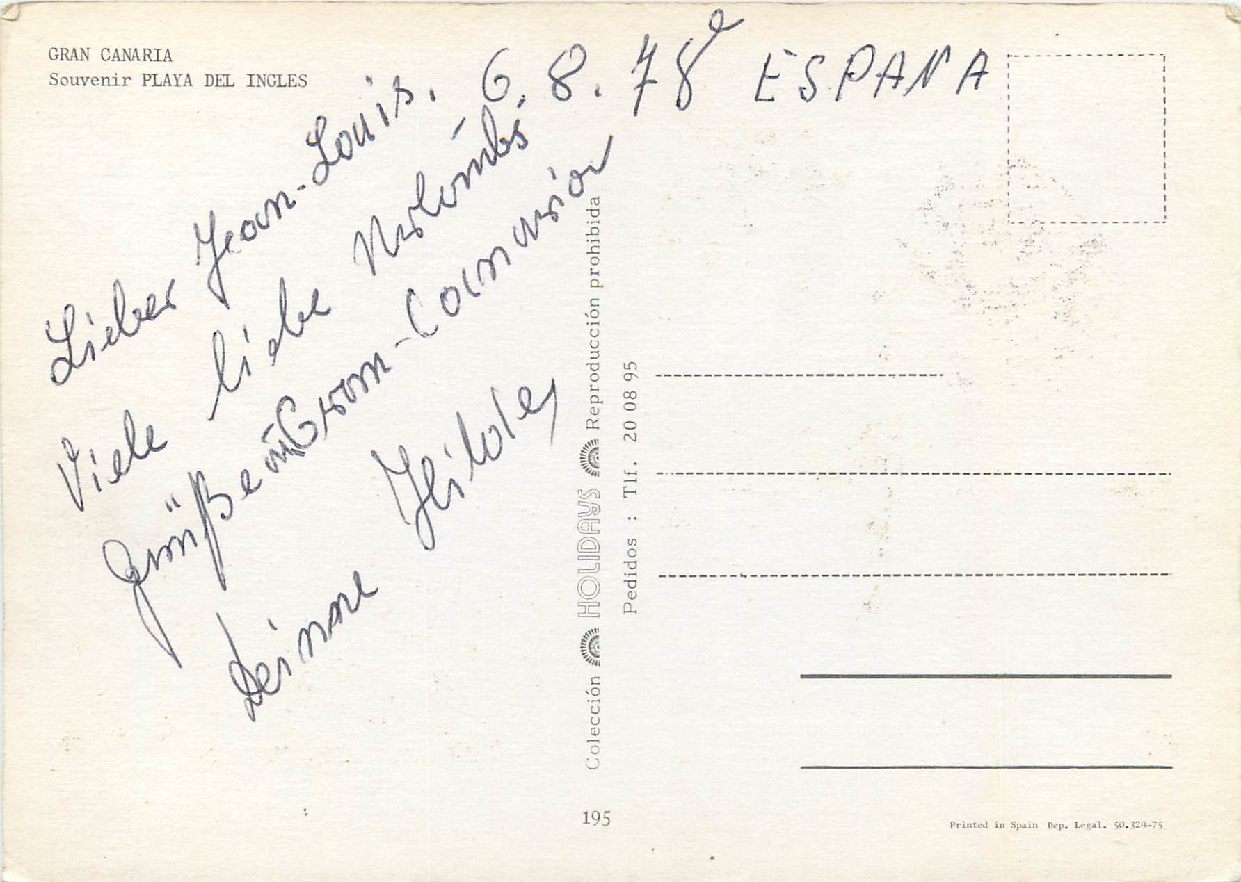 CPM Gran canaria playa den ingles souvenir — Back
