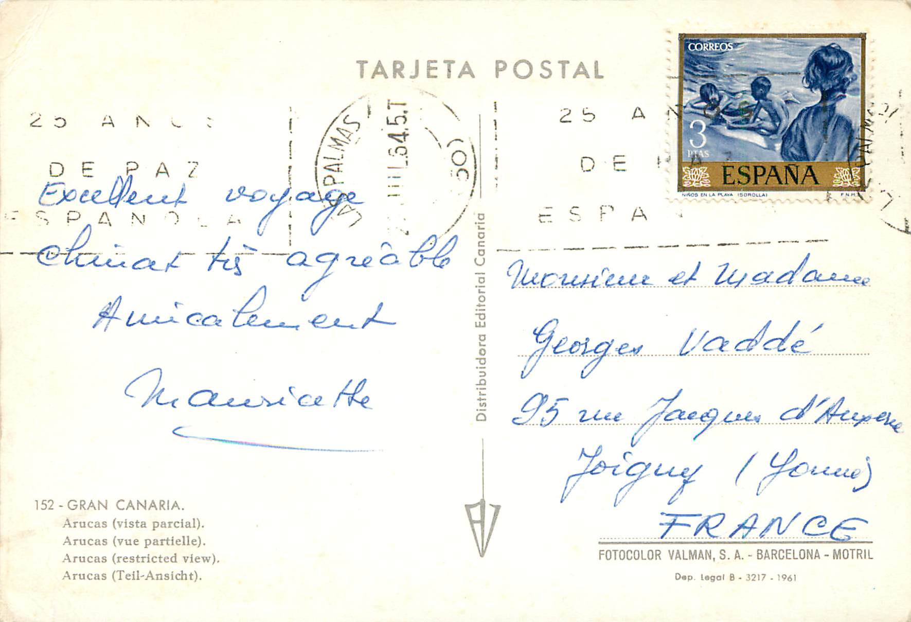 CPM Gran Canaria Arucas (vue partielle) — Rückseite