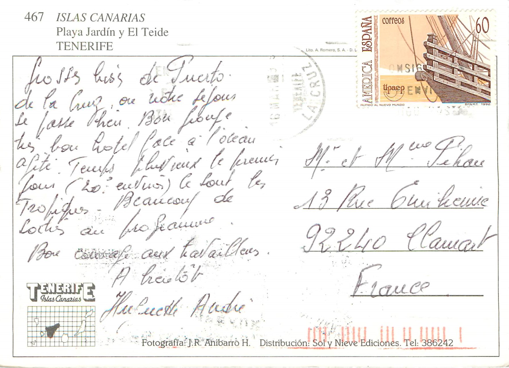 CPM Pierto de la Cruz Tenerife — Rückseite