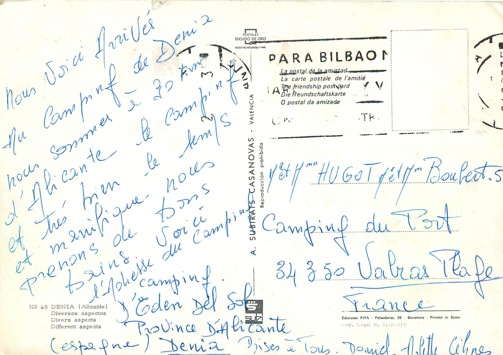 CPM Denia (Alicante) Divers aspects — Verso