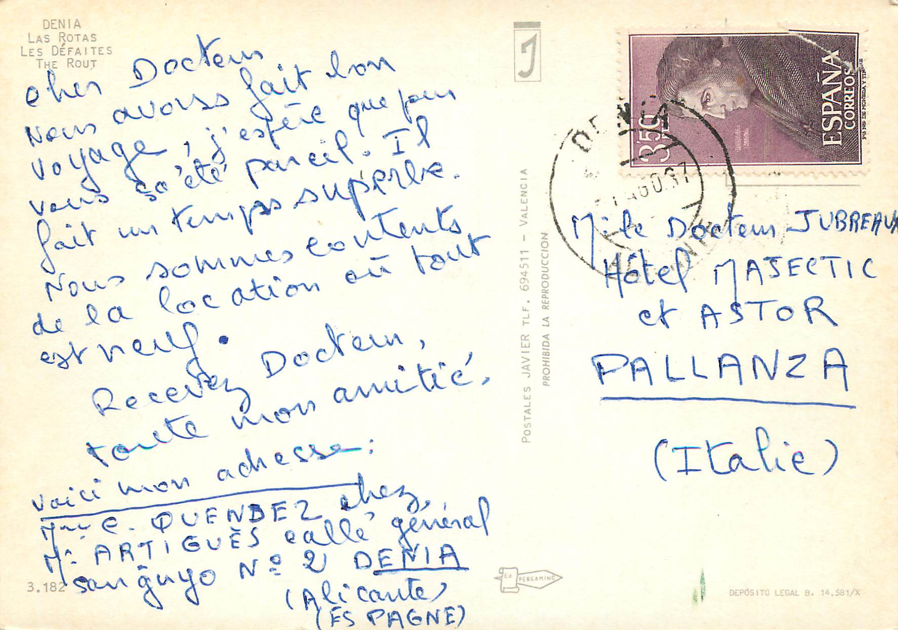 CPM Denia (Alicante) Les defaites — Rückseite
