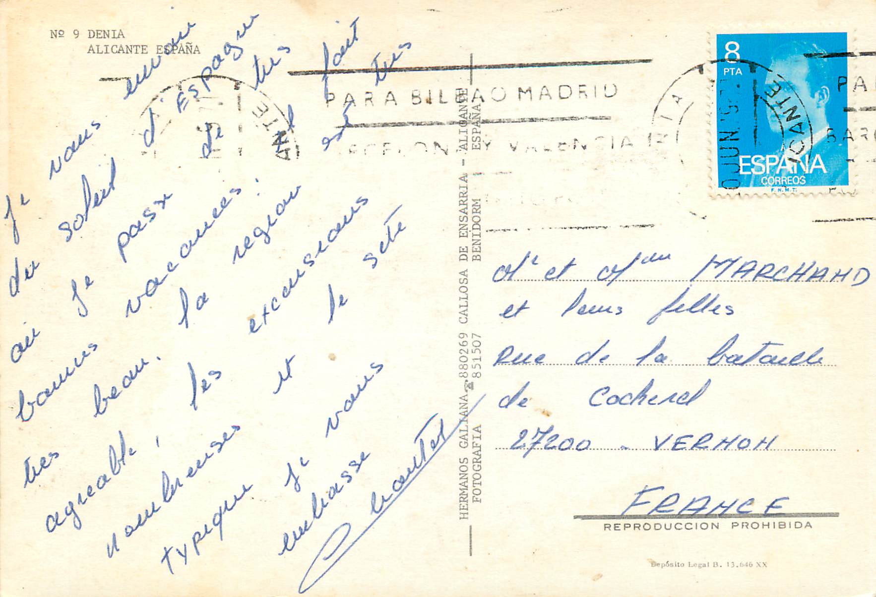 CPM Denia (Alicante) — Verso