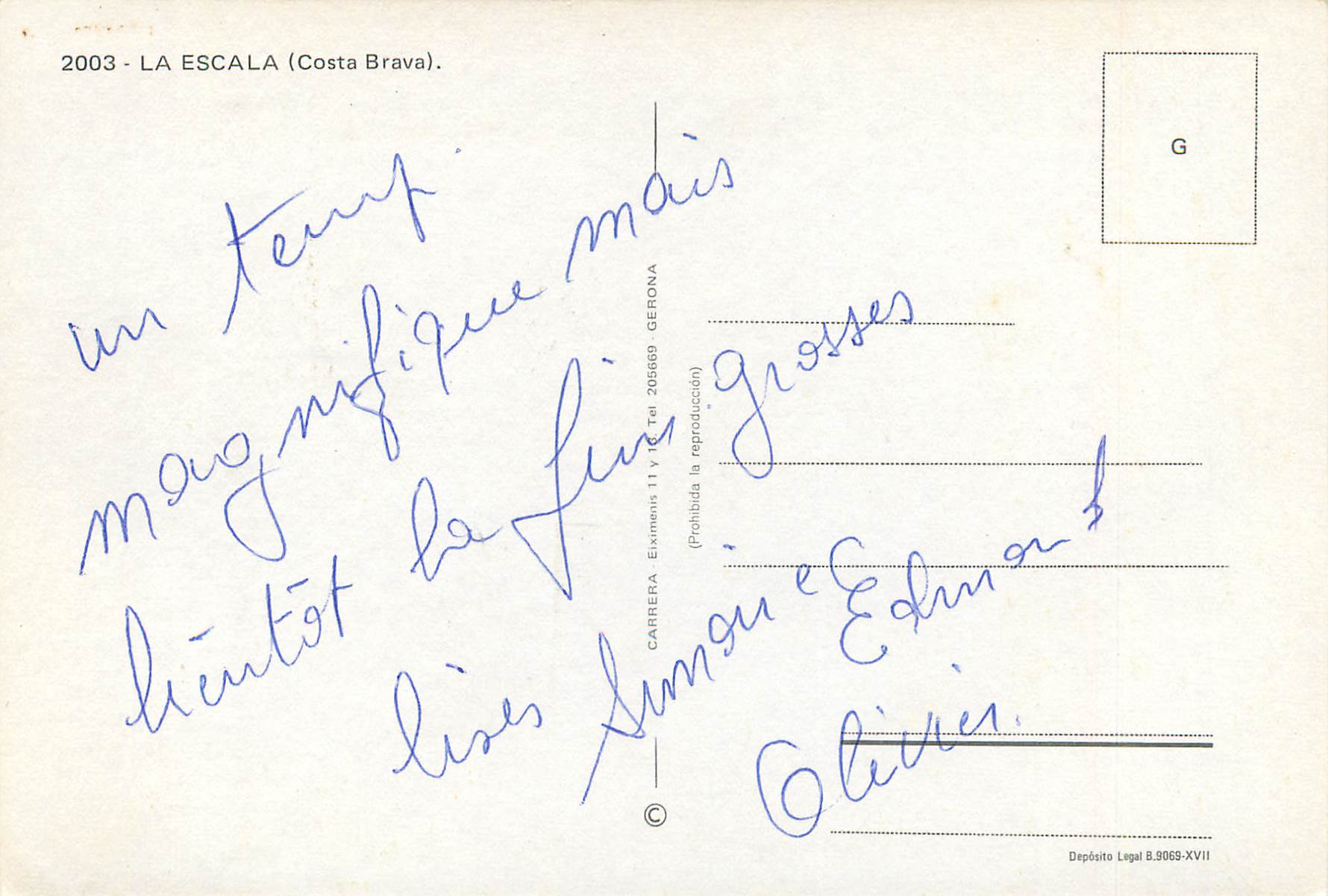CPM Costa Brava La Escala — Rückseite
