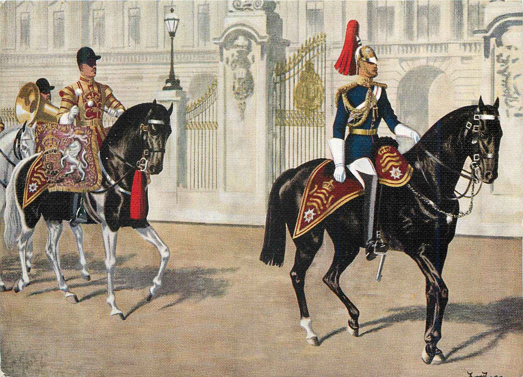 CPM Band of Horse Guards (The blues) Passing Buckingham Place Militaria