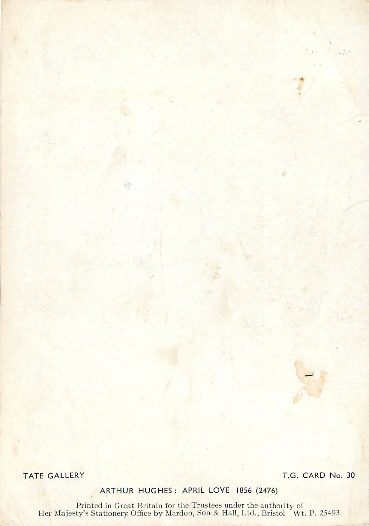 CPM National Gallery Artur Hughes April Love 1856 — Verso