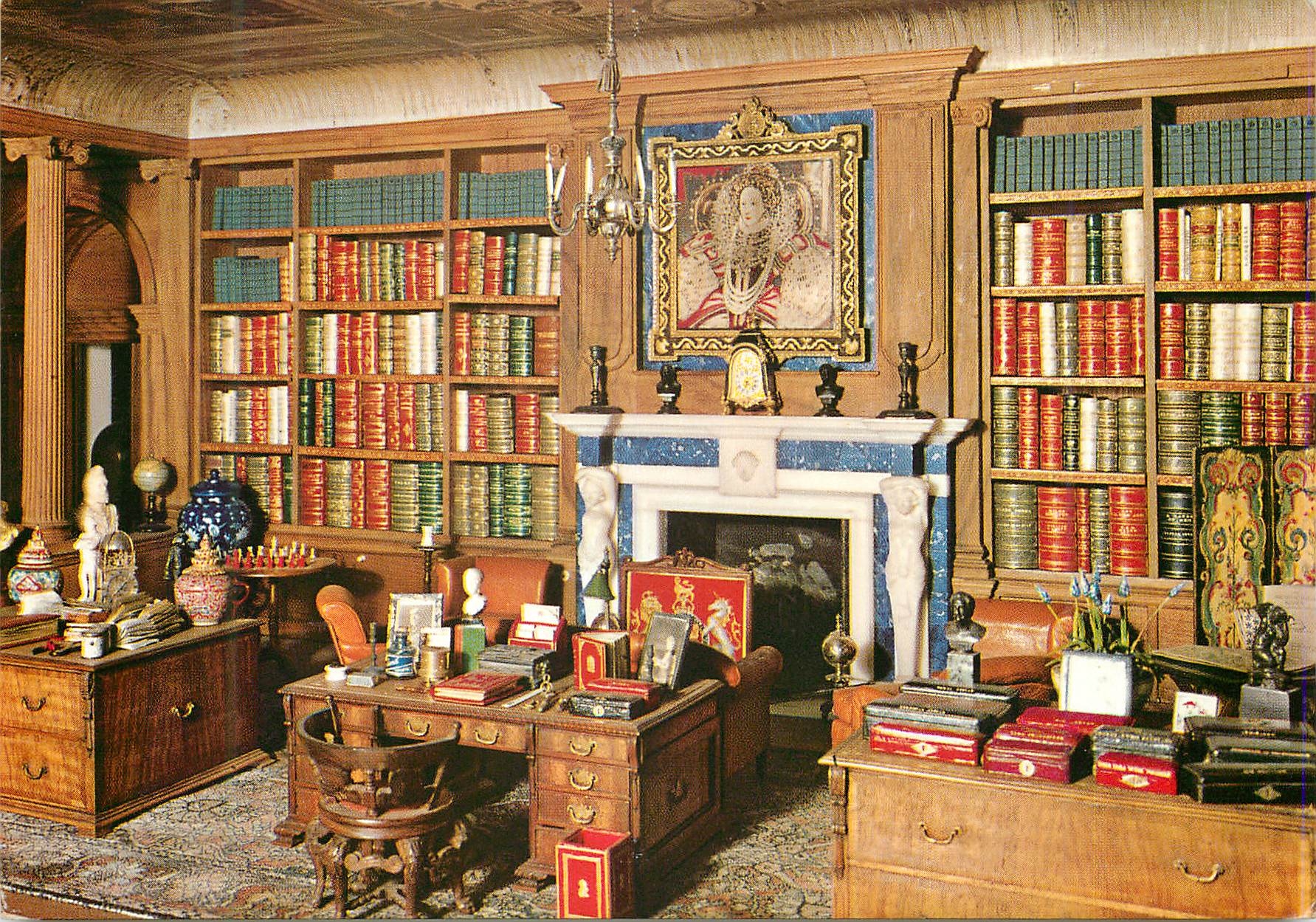 CPM Windsor Castle Queen Mary's Dolls House The library Bibliotheque