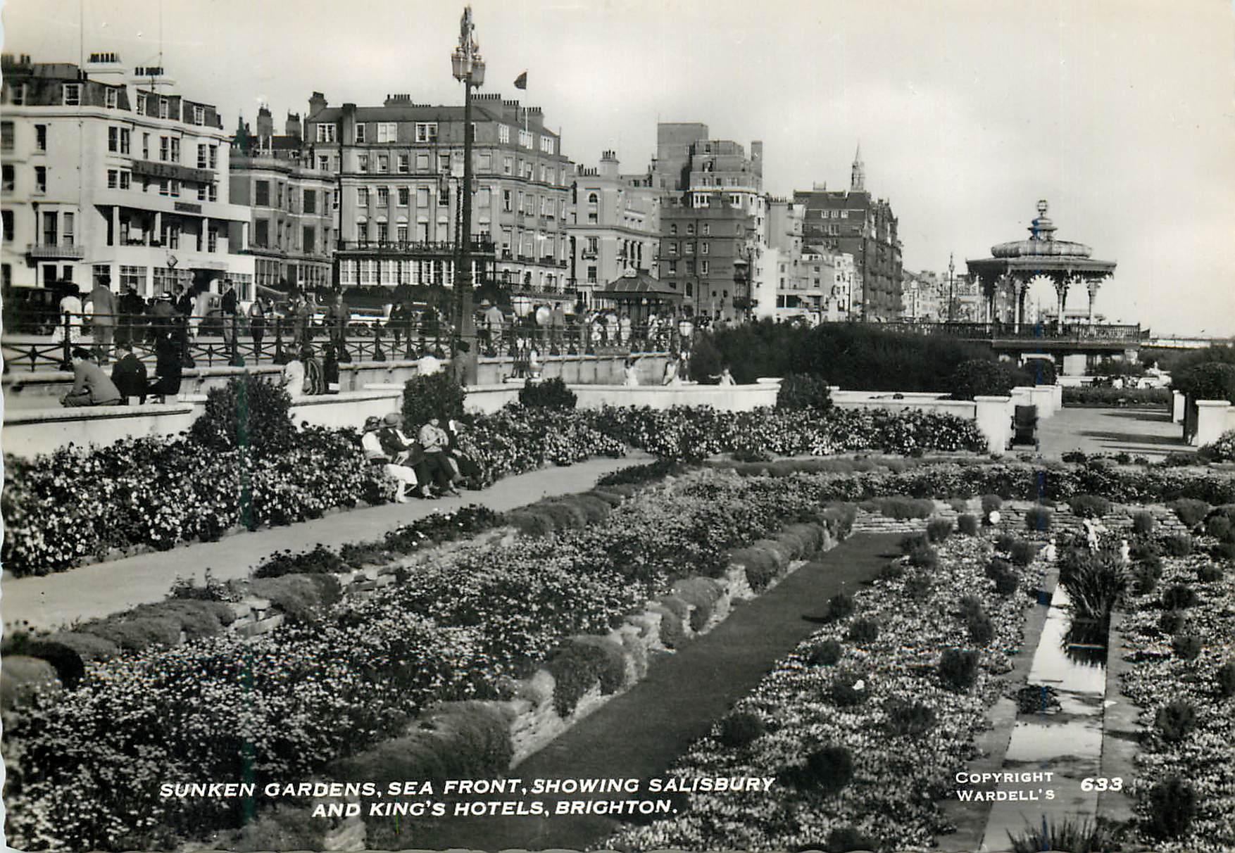 CPM Sunken Gardens Sea Front Showing Salisbury and King's Hotel Brighton
