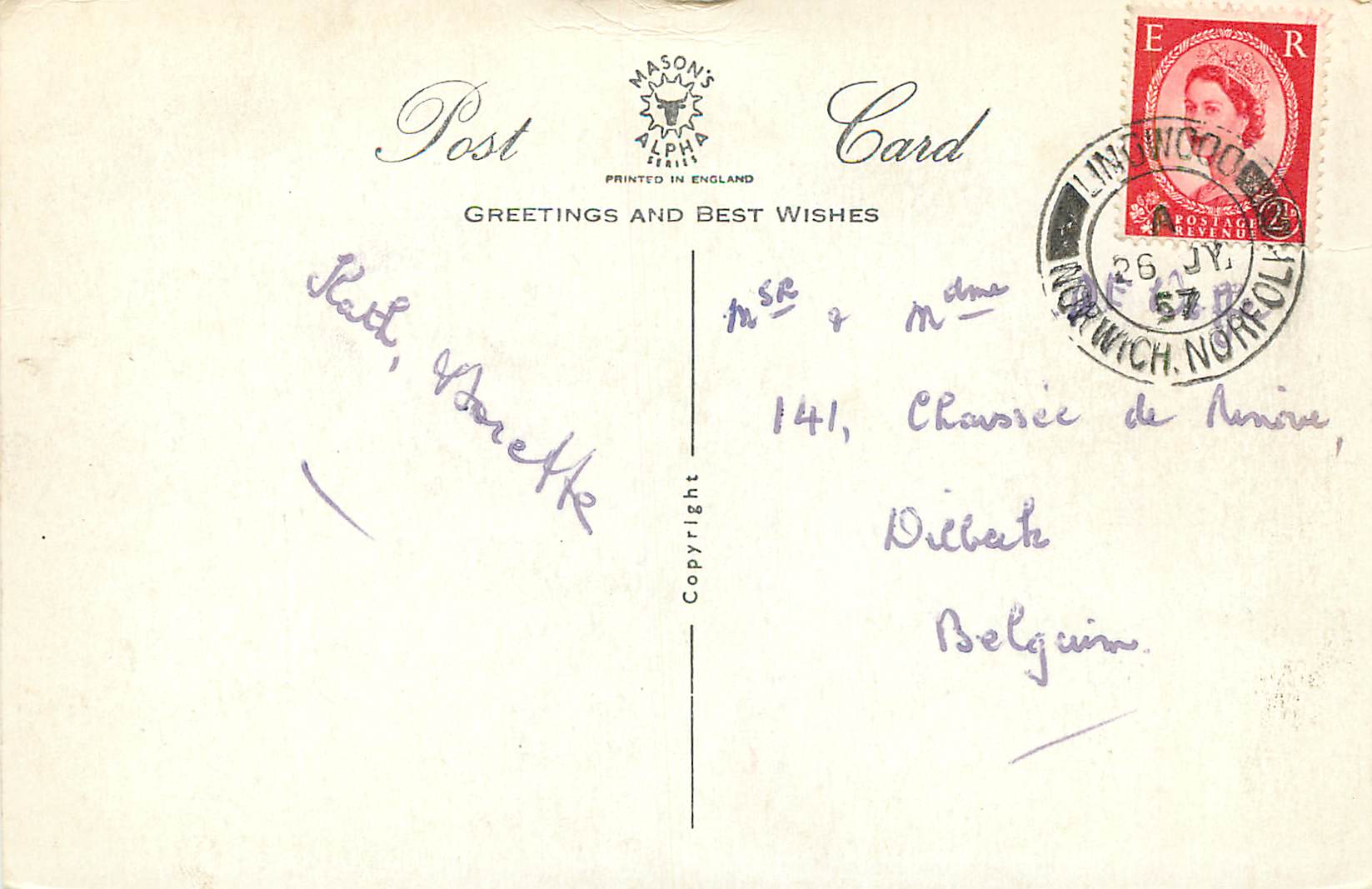 CPM Floral Anchors Gt Yarmouth — Rückseite