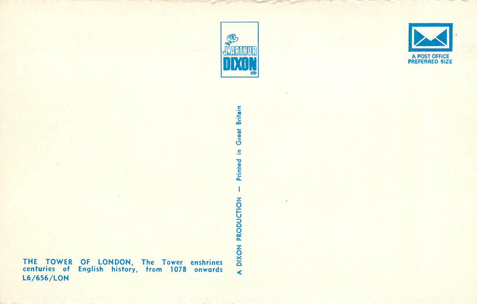 CPM The Tower of London — Verso