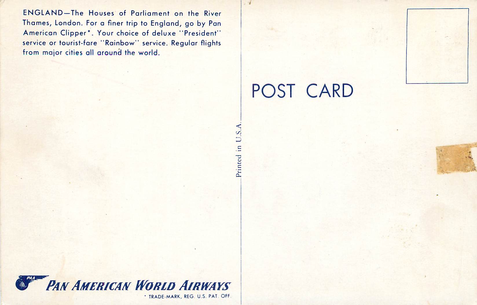 CPM The Houses of Parliament on the River Thames London — Rückseite
