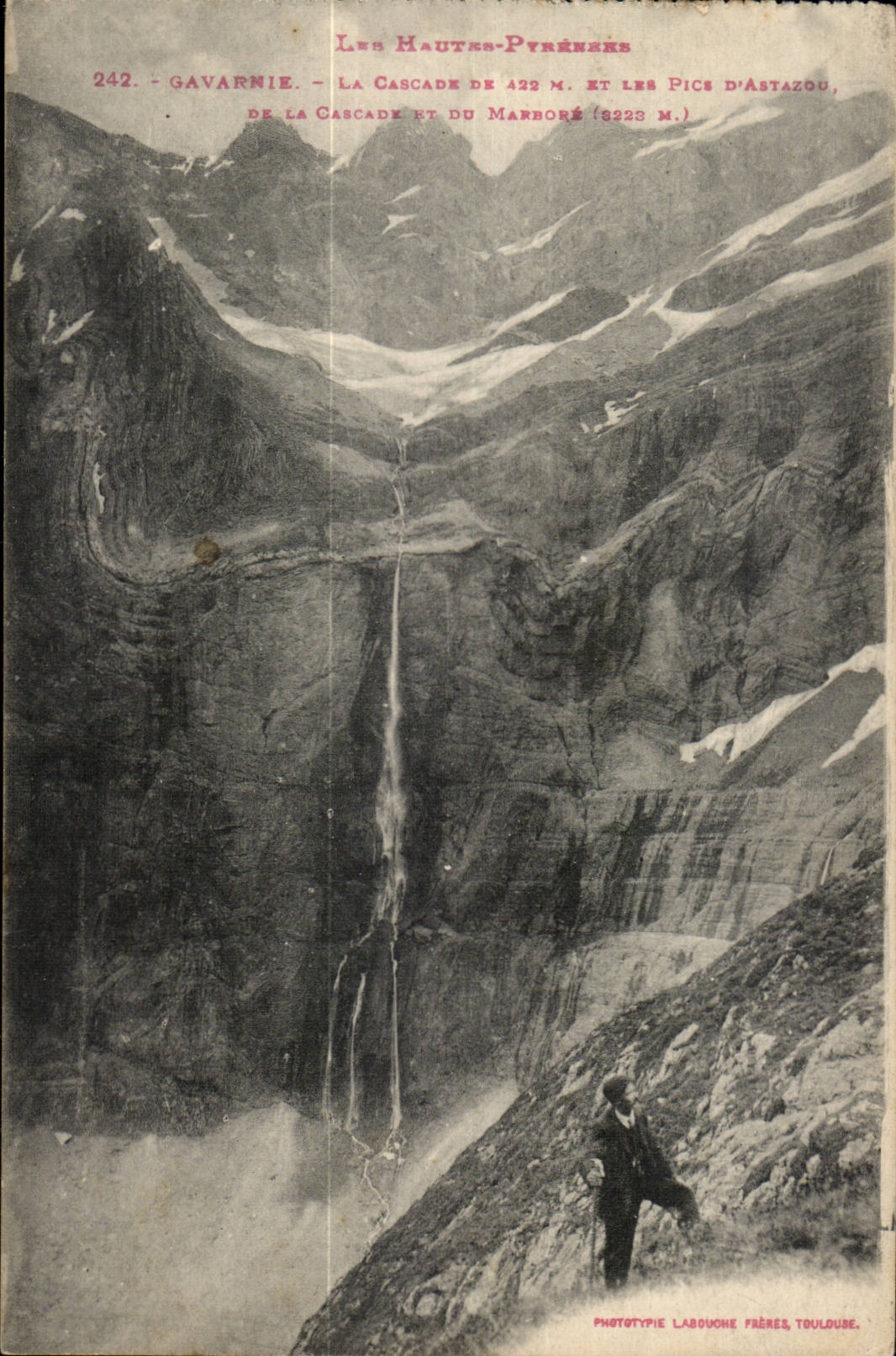 Gavarnie CPA La cascade de 422m et les pics d'Astazou de la cascade et du Marbore (3223m)