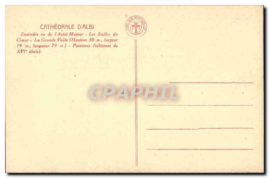 Cathédrale d'Albi — Chœur et voûte gothique — éditeur non identifié — Verso
