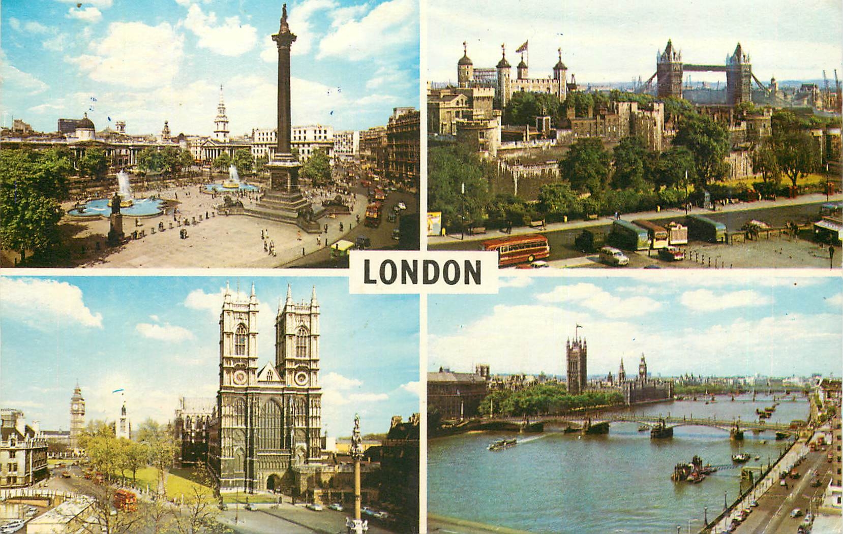 CPM London Trafalgar square The tower and tower bridge Westminster abbey Houses of Parliament 