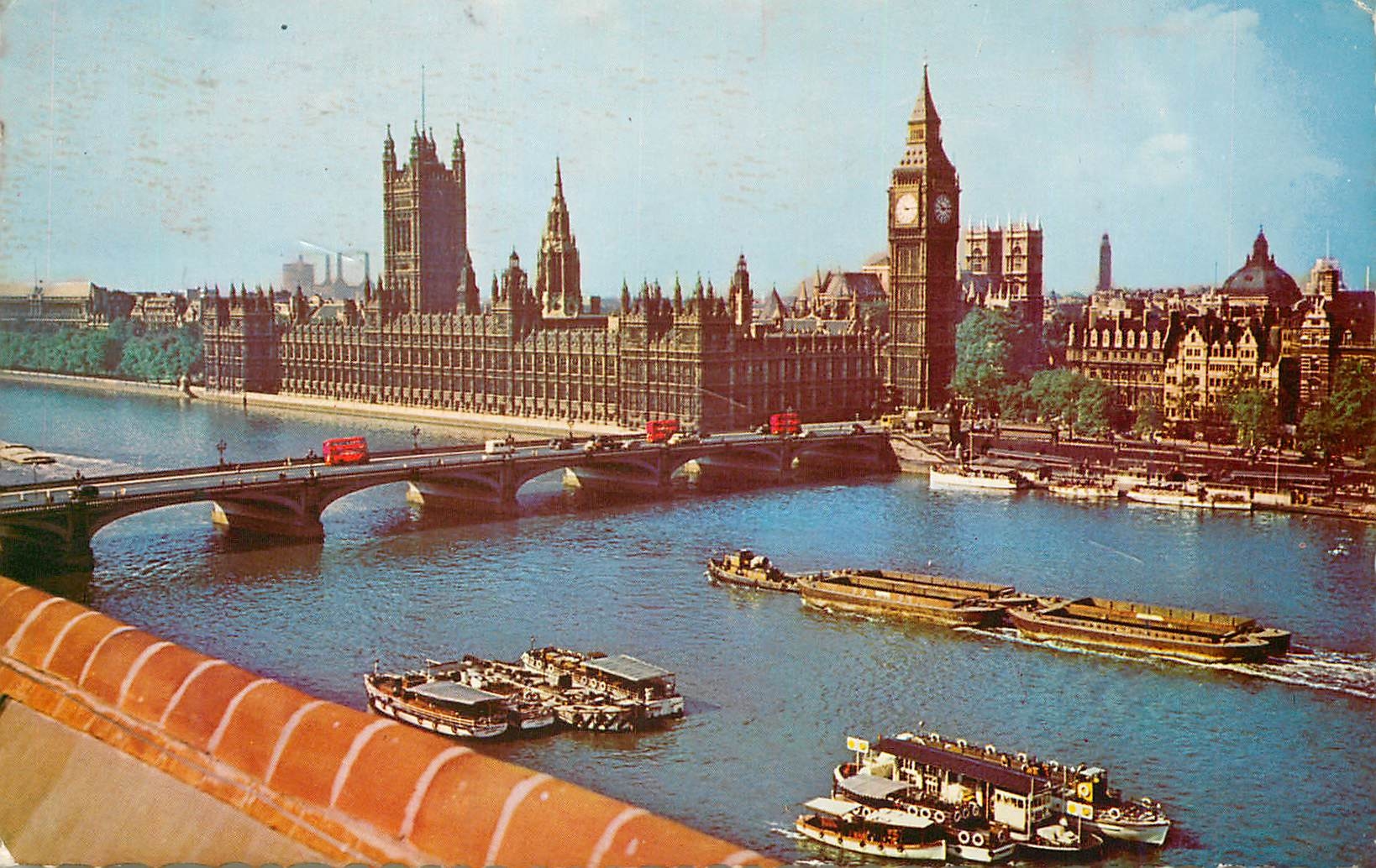 Houses of Parliament, Westminster Bridge, London — Natural Colour Series — The Photographic Greeting Card Co. Ltd., London, n°170