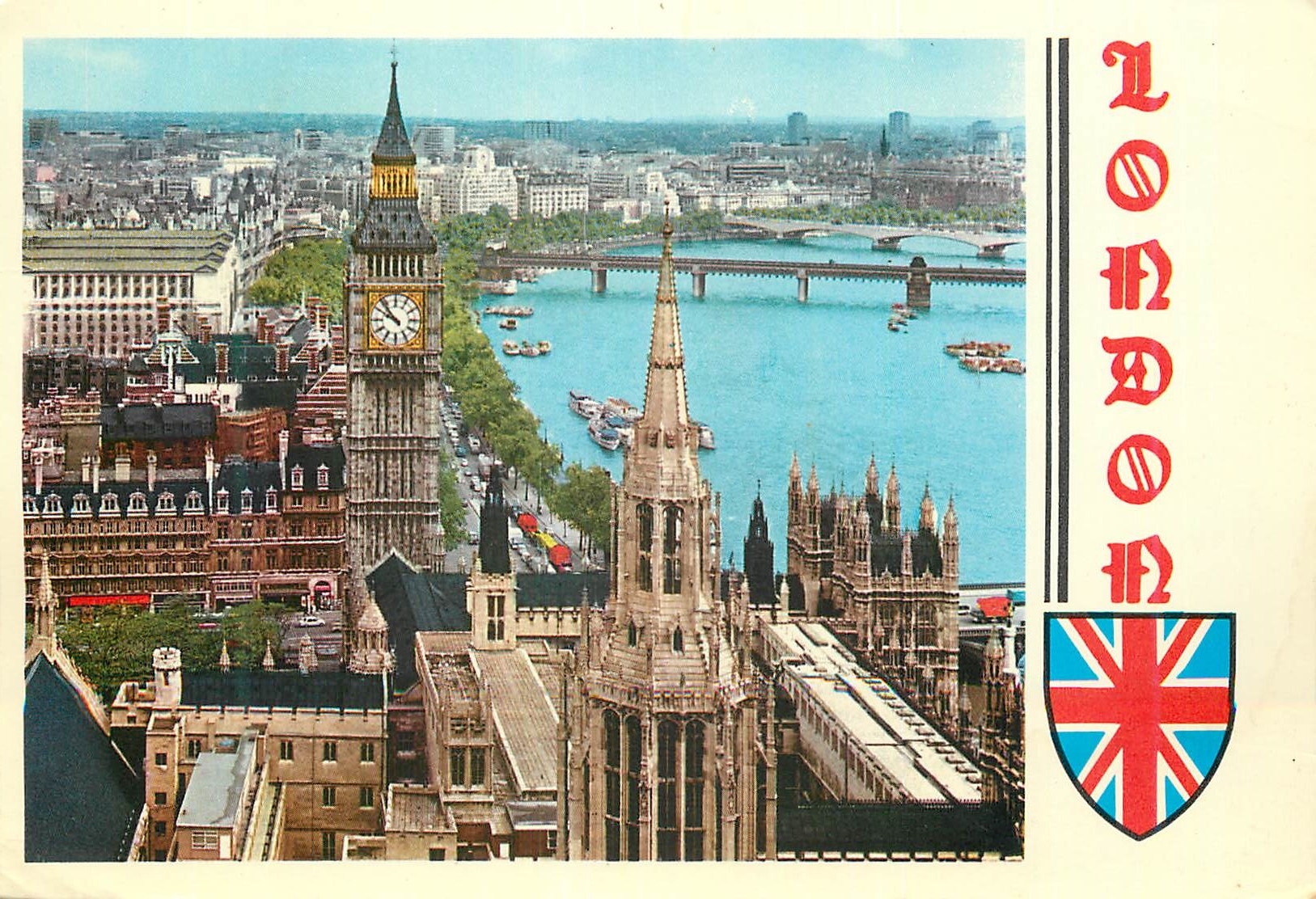 Londres — Big Ben, les Chambres du Parlement et la rivière Thames — éditeur Colourvision Photo