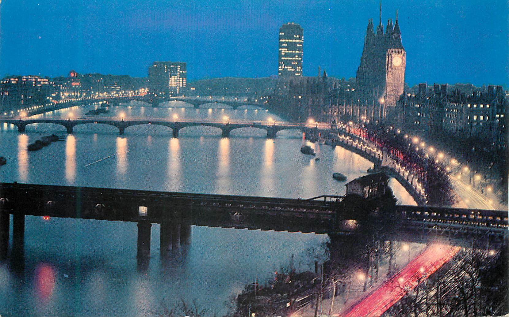 CPM River Thames and Big Ben at night London 
