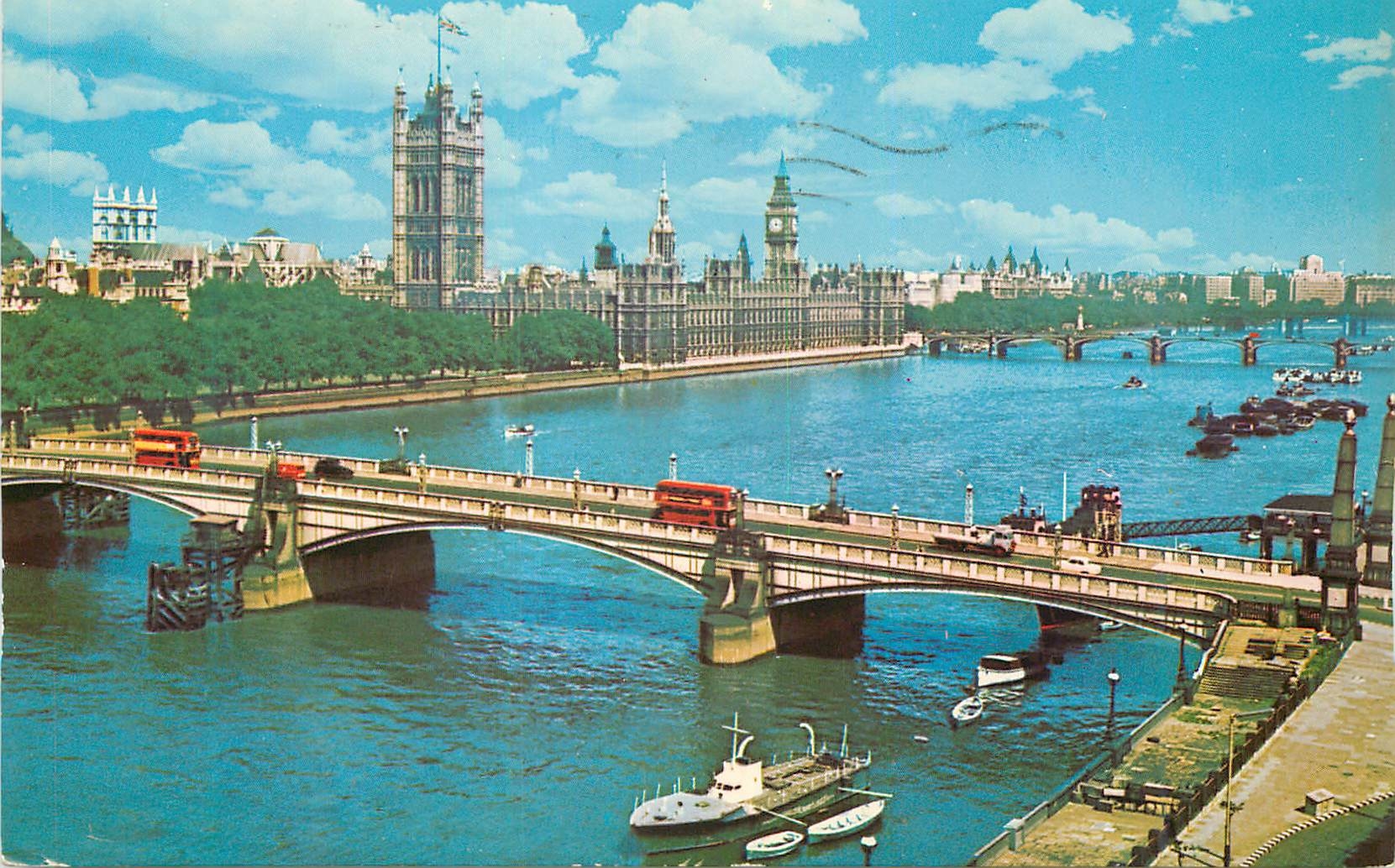 Lambeth Bridge et Maisons du Parlement — série Natural Colour, n°162 — Long Photo Greetings