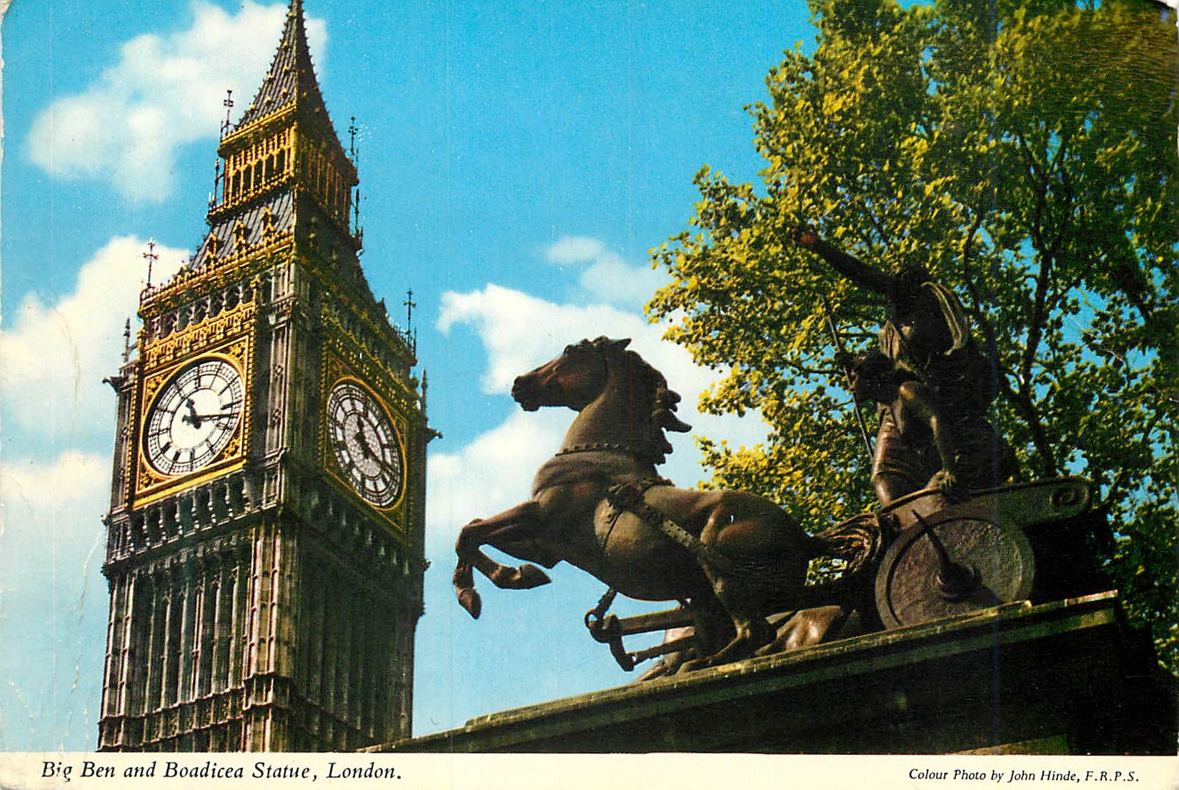 CPM Big Ben and Boadicea Statue London 